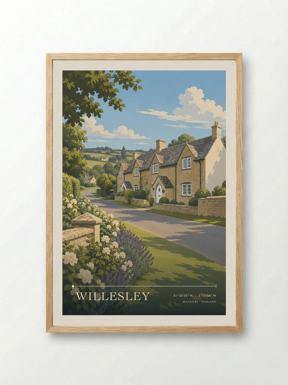 Willesley, Wiltshire | Travel Poster - Framed Print Wood