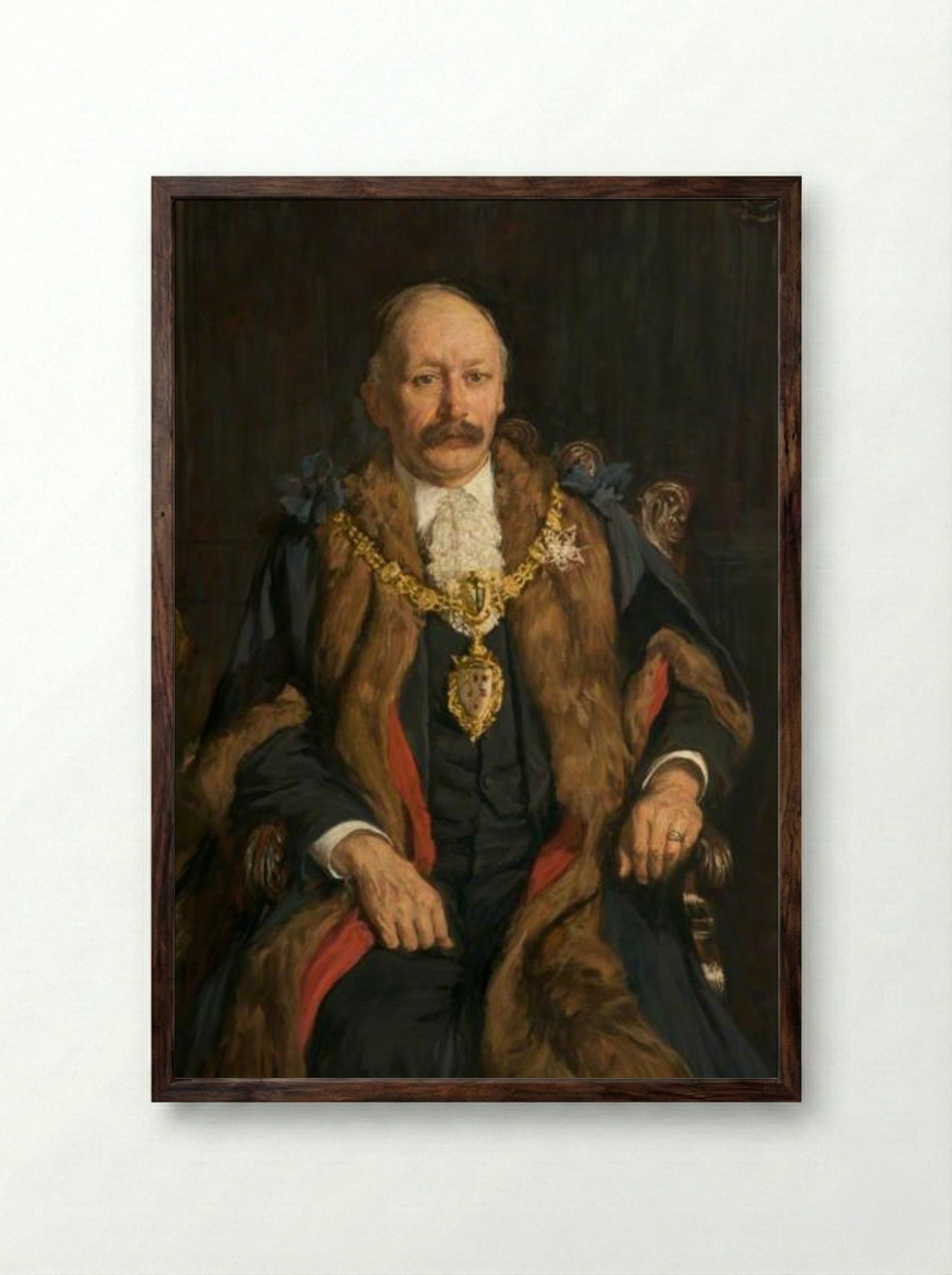 William Bolton, JP, Mayor of Warrington - James Charles - Framed Print Dark Wood