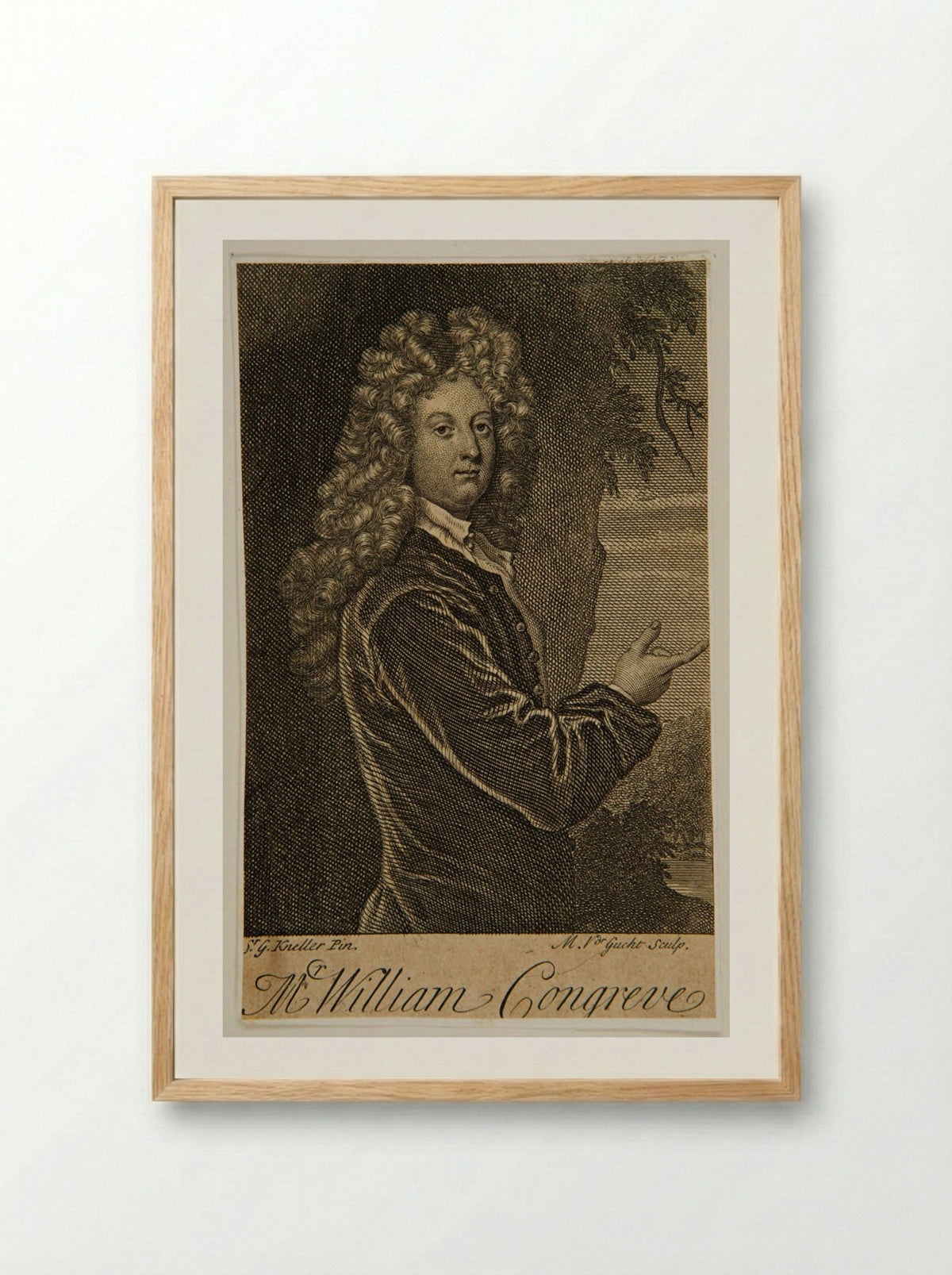William Congreve - Michael van der Gucht - Framed Print Wood