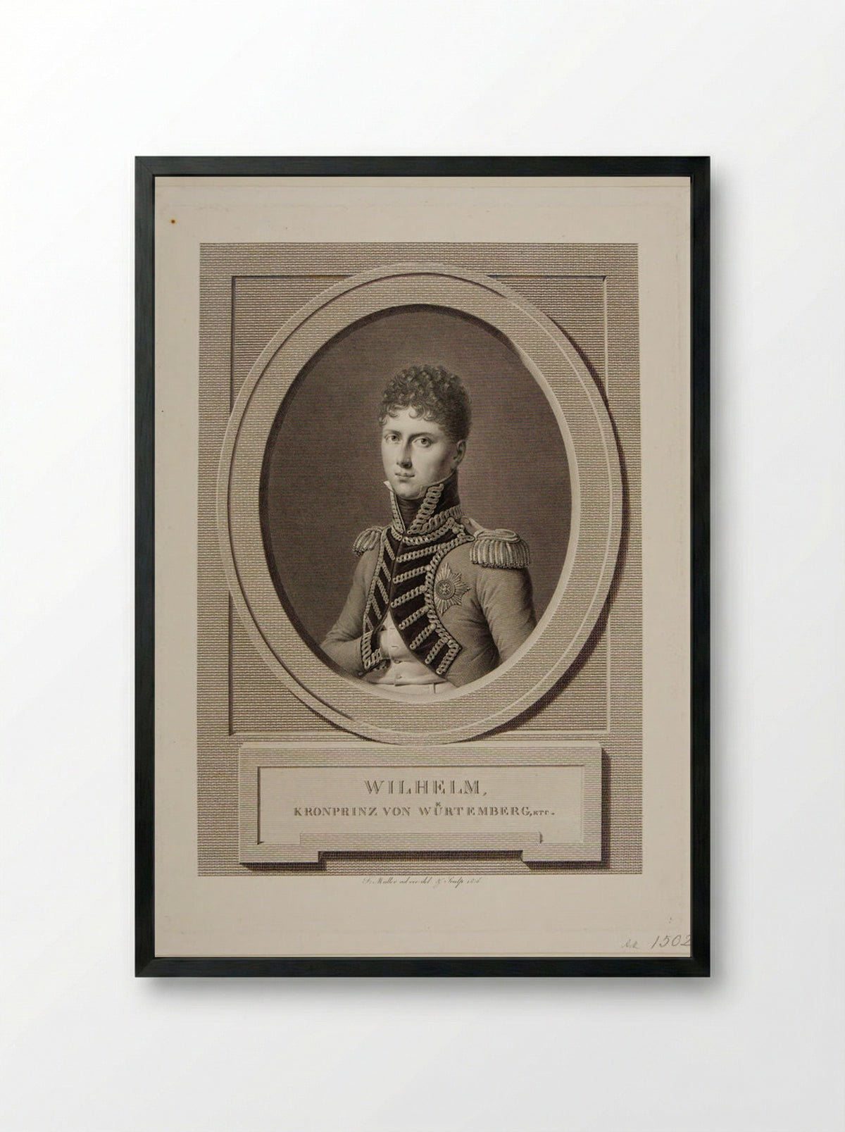 William, Crown Prince of Würtemberg - Johann Friedrich Wilhelm Müller - Framed Print Black