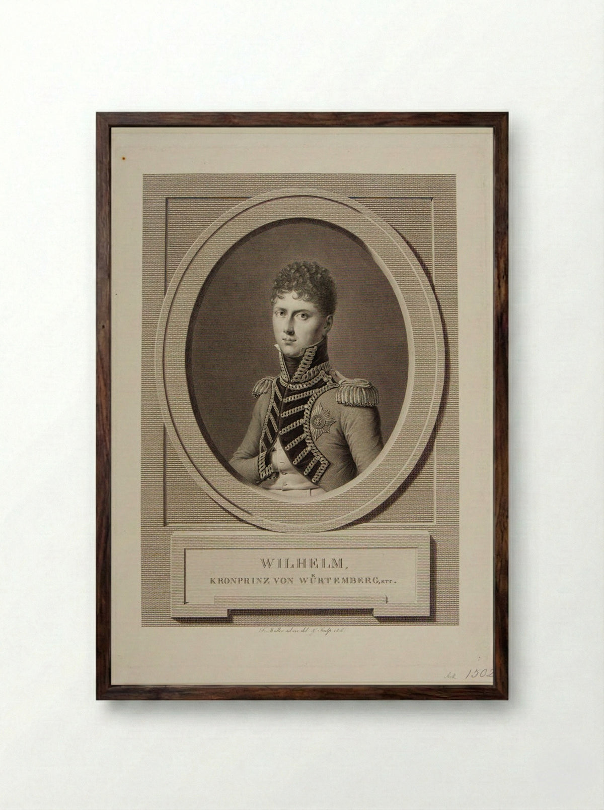 William, Crown Prince of Würtemberg - Johann Friedrich Wilhelm Müller - Framed Print Dark Wood