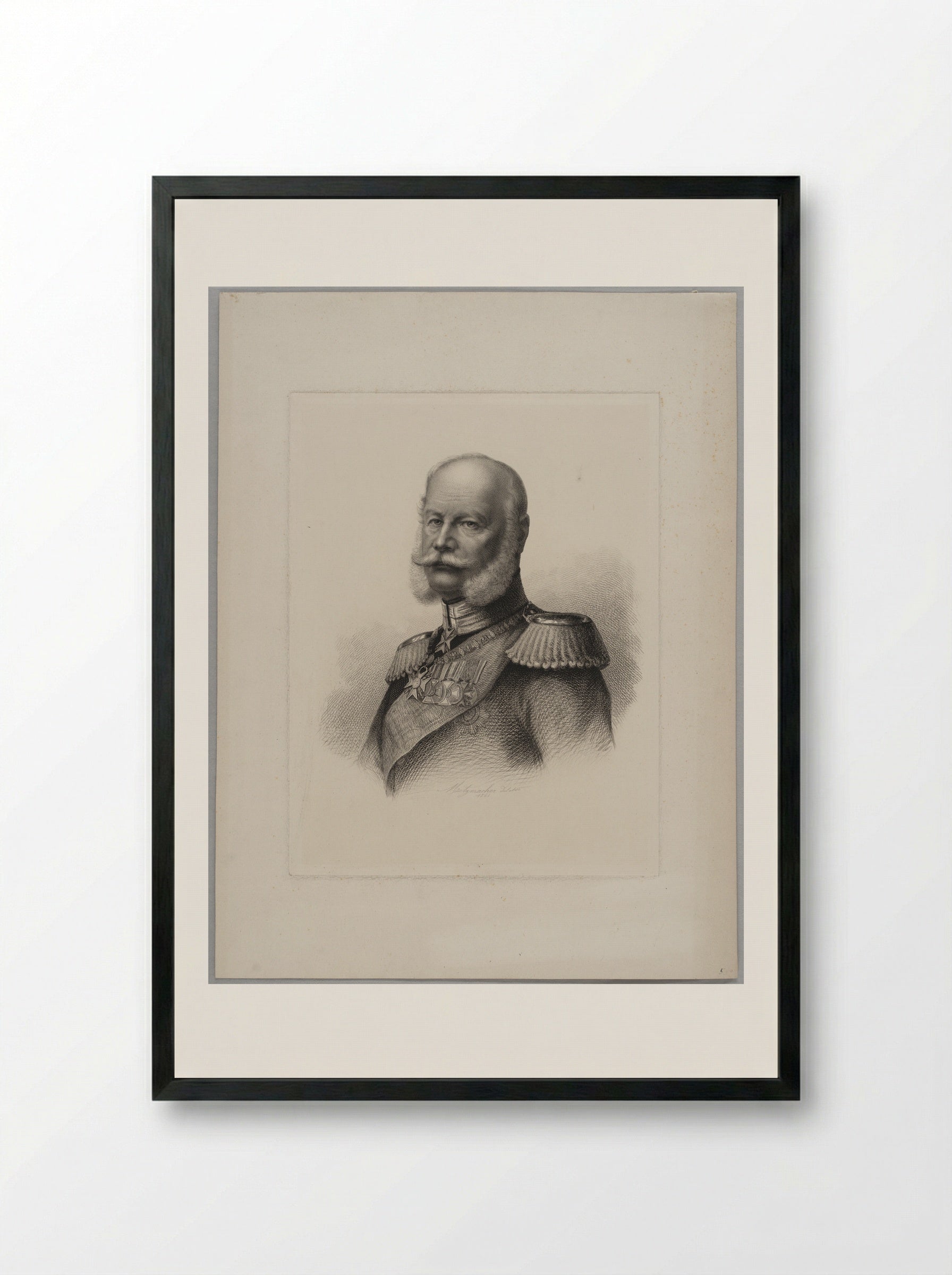 William I, Emperor of Germany - Pierre Guillaume Metzmacher - Framed Print Black