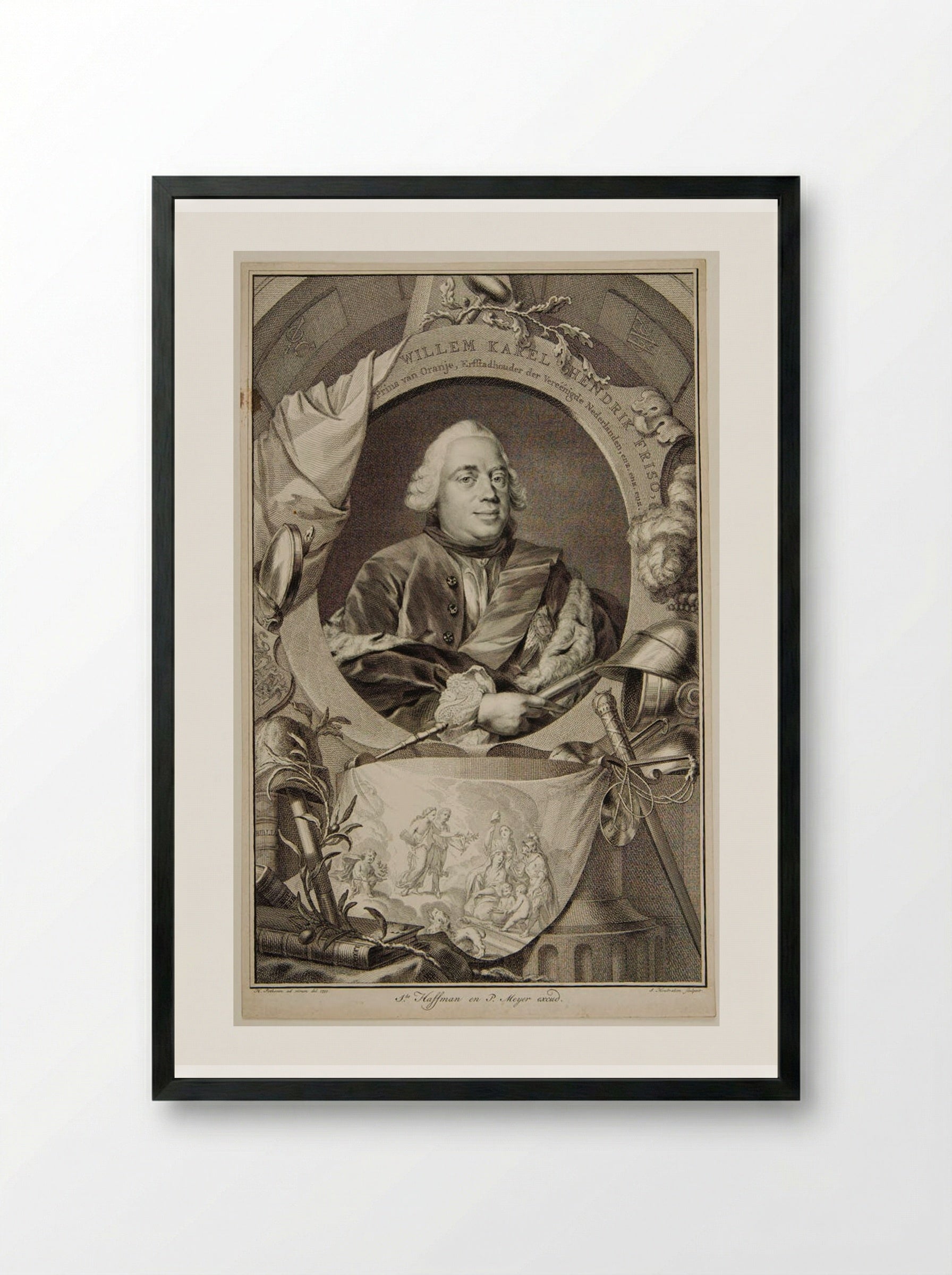 William IV, Prince of Orange, Stadtholder of the Netherlands - Jacobus Houbraken - Framed Print Black