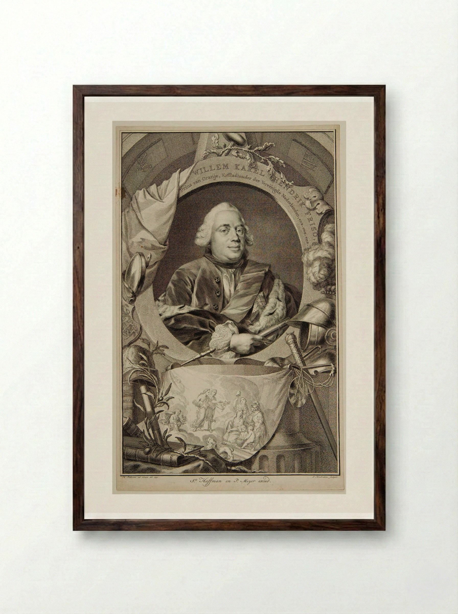 William IV, Prince of Orange, Stadtholder of the Netherlands - Jacobus Houbraken - Framed Print Dark Wood