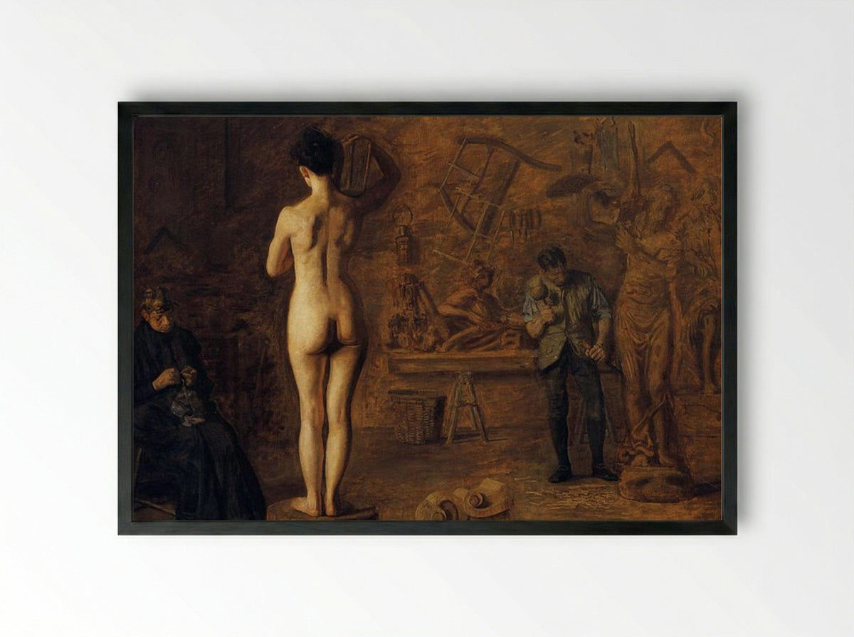 William Rush Carving His Allegorical Figure of the Schuylkill River - Thomas Eakins - Framed Print Black