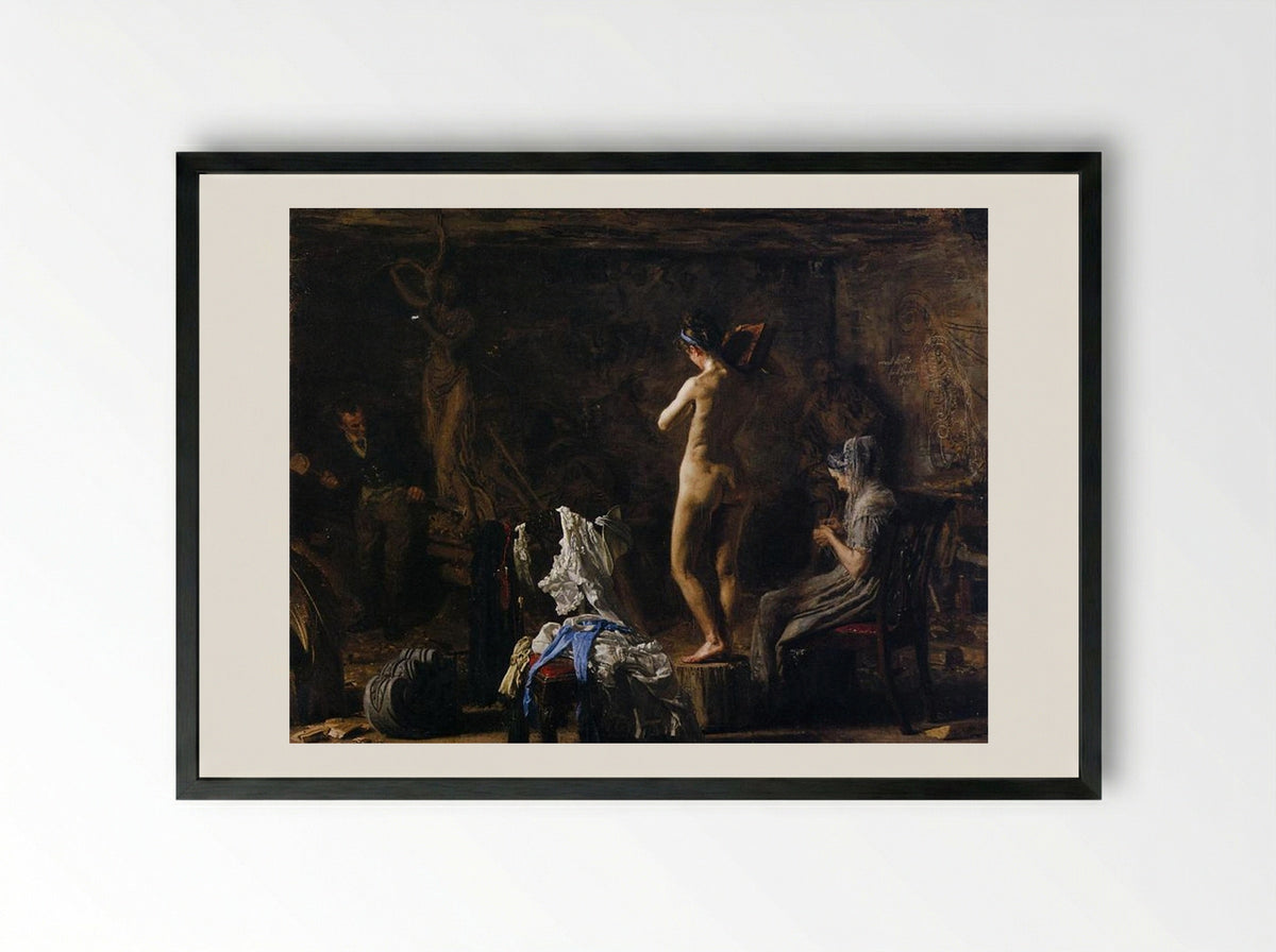 William Rush Carving His Allegorical Figure of the Schuylkill River - Thomas Eakins - Framed Print Black