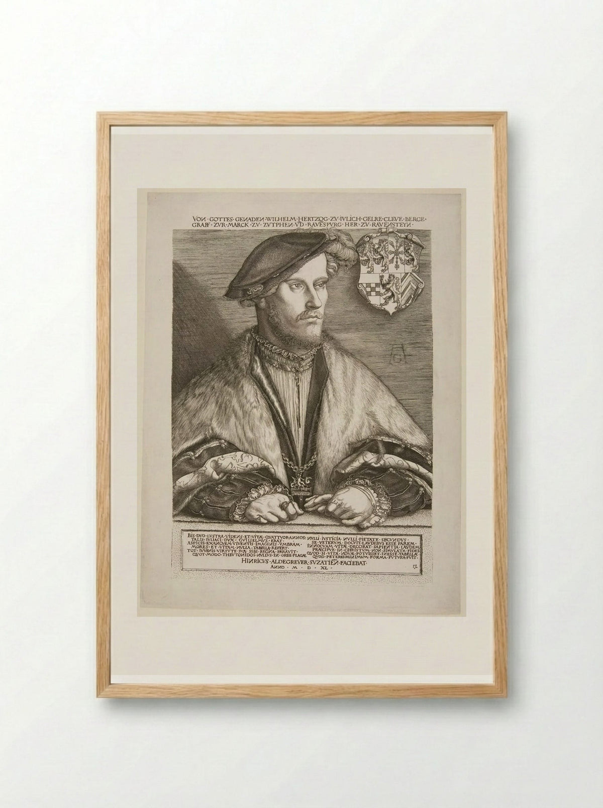 William V, Duke of Julich, Cleve and Berg - Heinrich Aldegrever - Framed Print Wood