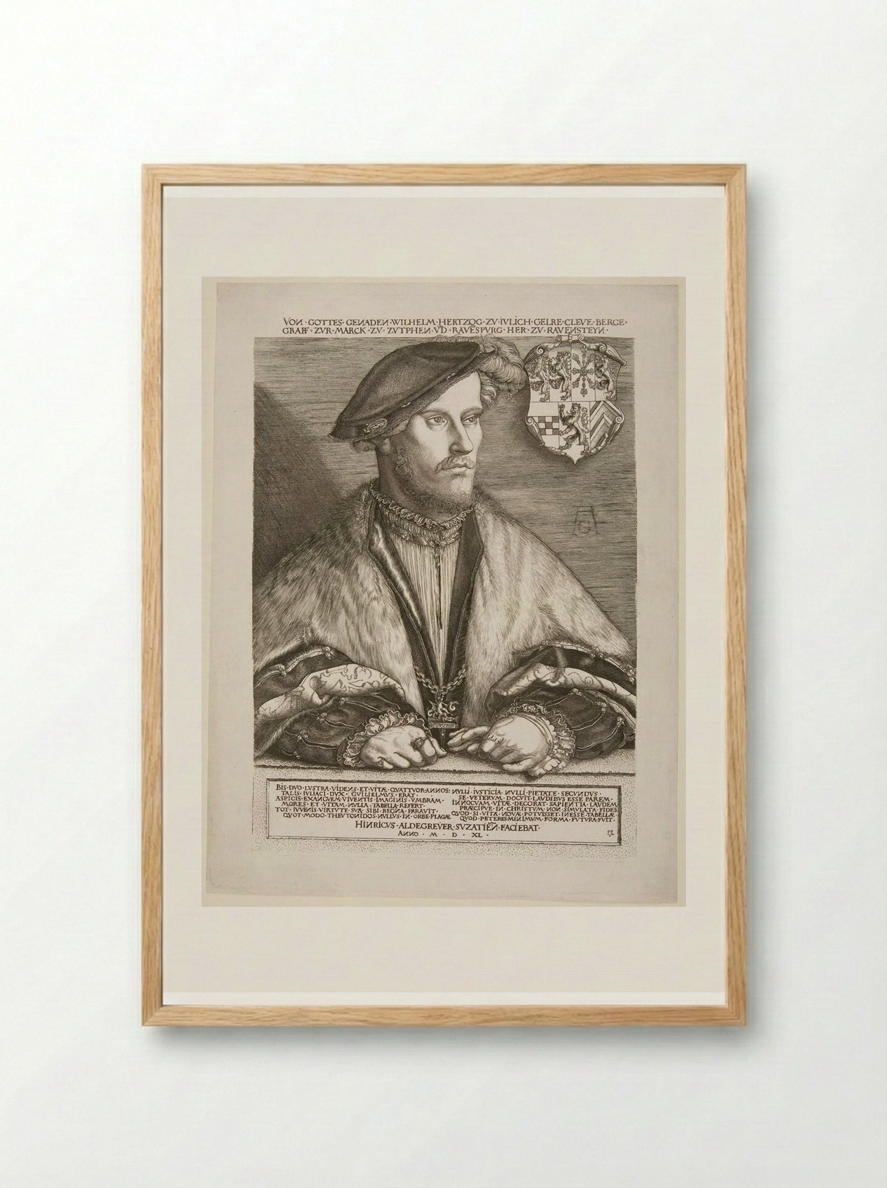 William V, Duke of Julich, Cleve and Berg - Heinrich Aldegrever - Framed Print Wood