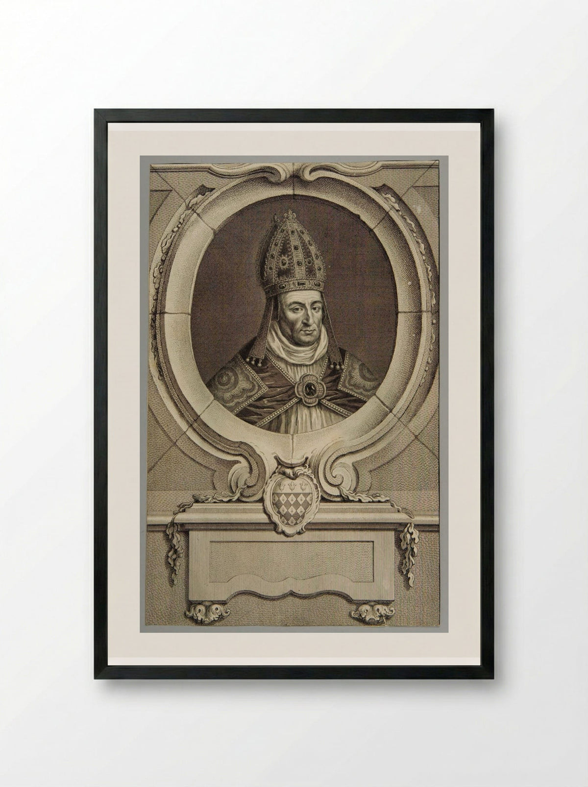 William Waynflete, Bishop of Winchester - Jacobus Houbraken - Framed Print Black