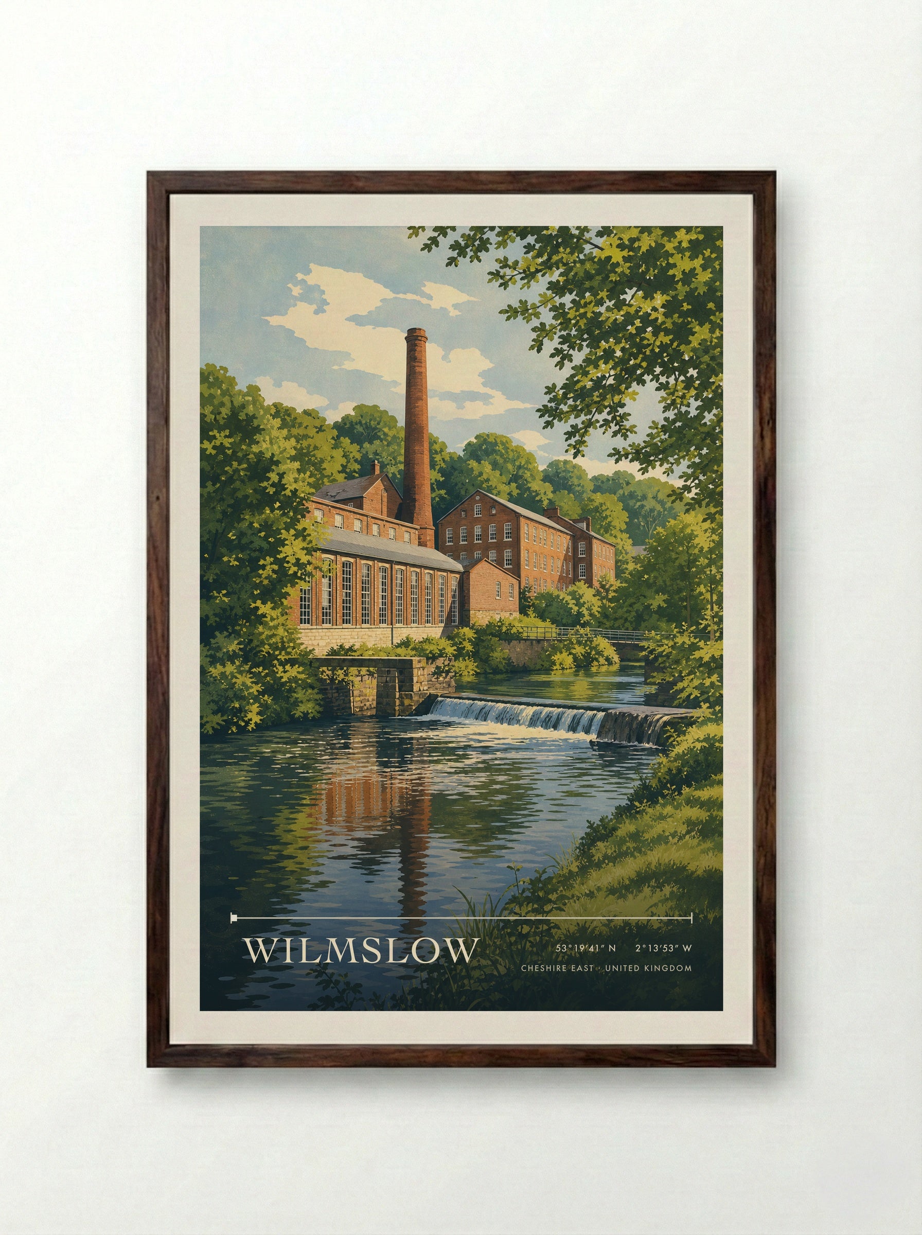 Wilmslow Cheshire East United Kingdom Travel Poster - Framed Print Dark Wood