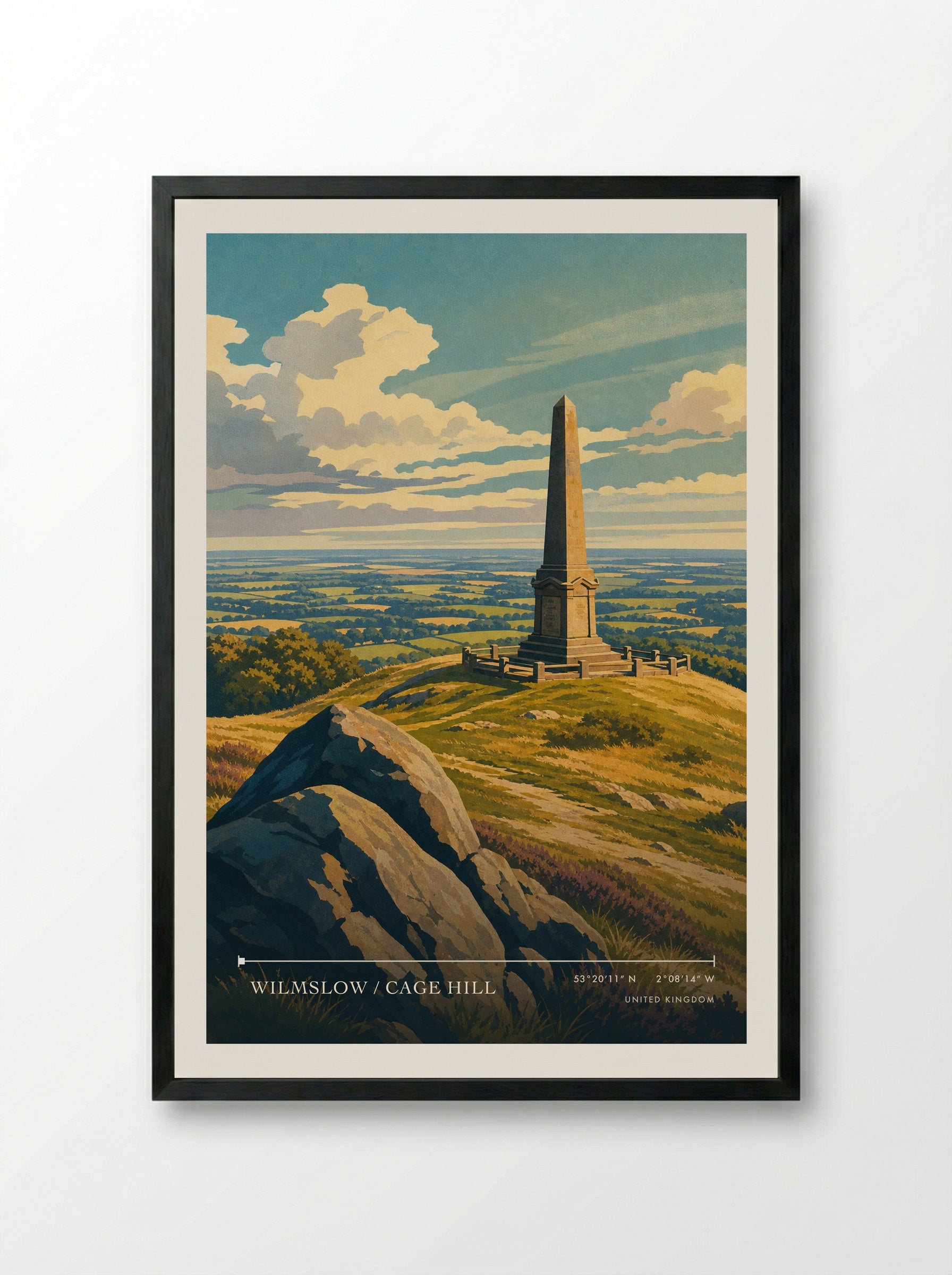 Wilmslow / Cage Hill United Kingdom Travel Poster - Framed Print Black