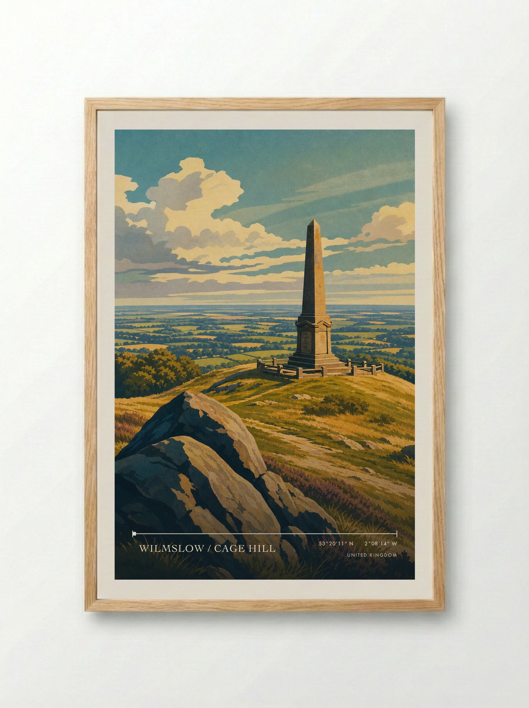Wilmslow / Cage Hill United Kingdom Travel Poster - Framed Print Wood