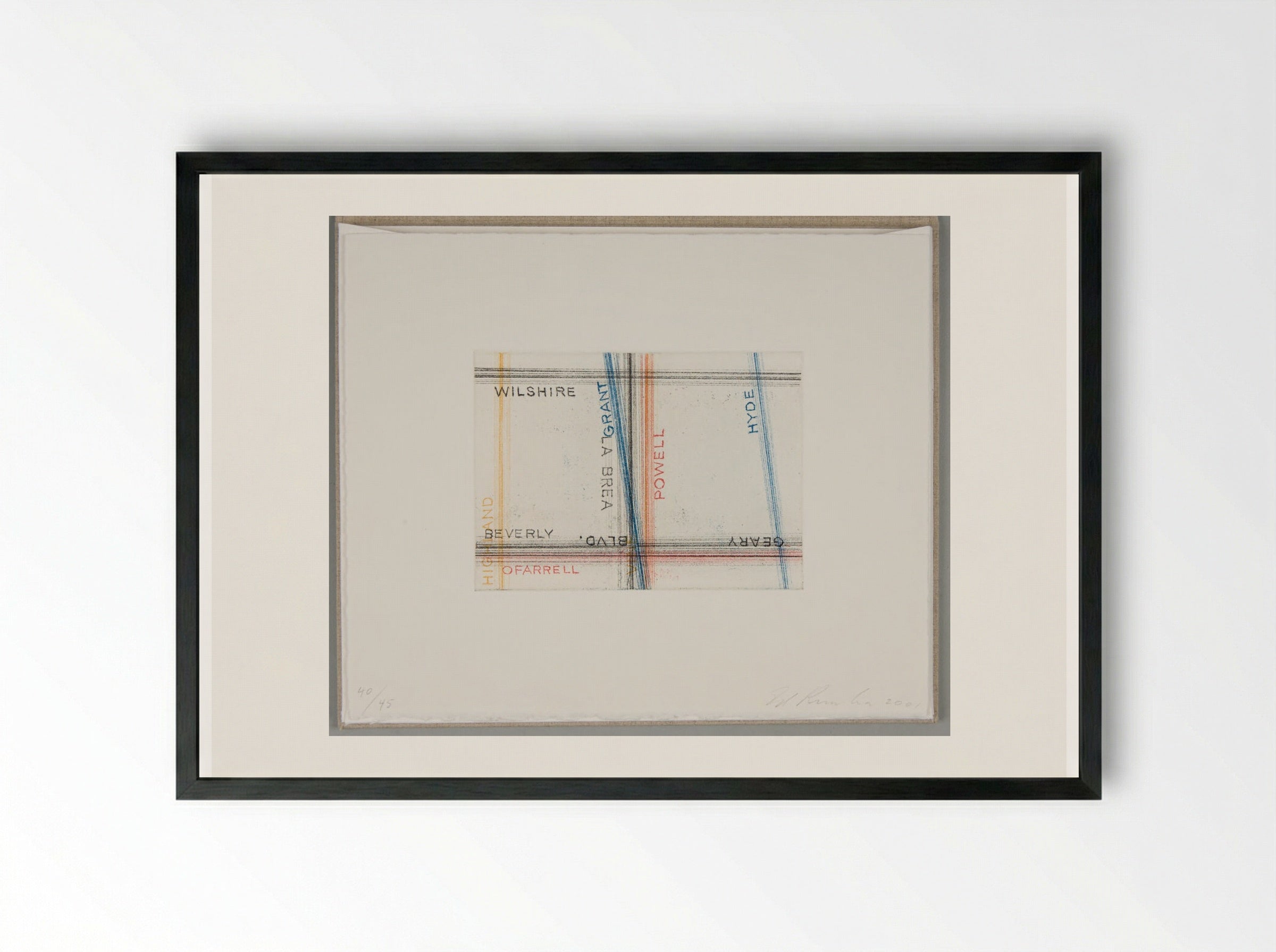 Wilshire Grant La Brea Powell Highland Beverly OFarrell Geary Powell Hyde - Edward Ruscha - Framed Print Black