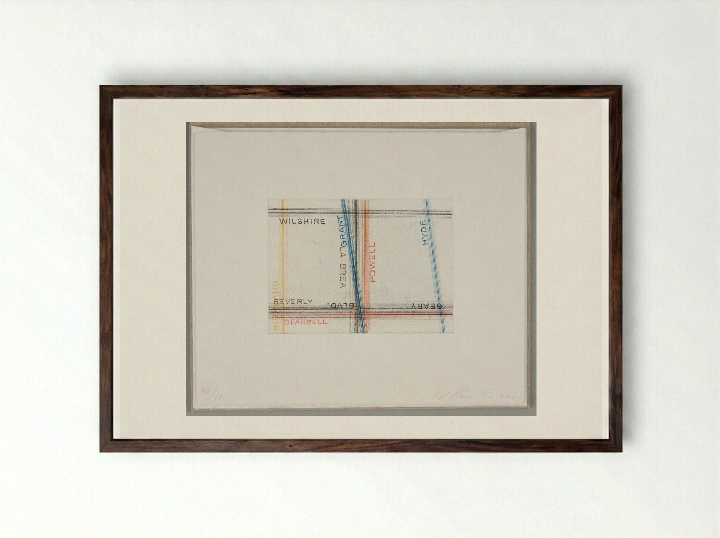 Wilshire Grant La Brea Powell Highland Beverly OFarrell Geary Powell Hyde - Edward Ruscha - Framed Print Dark Wood