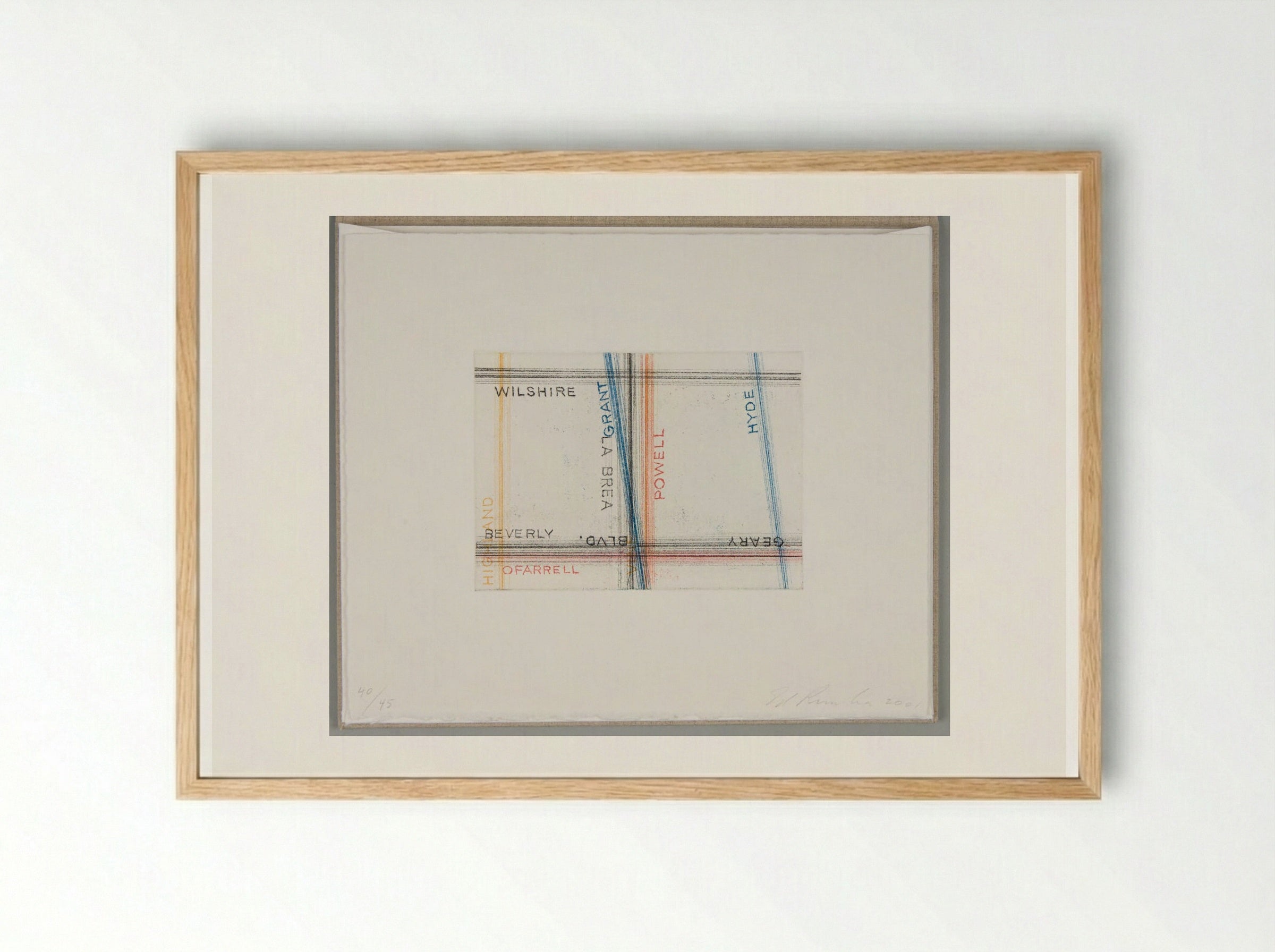 Wilshire Grant La Brea Powell Highland Beverly OFarrell Geary Powell Hyde - Edward Ruscha - Framed Print Wood
