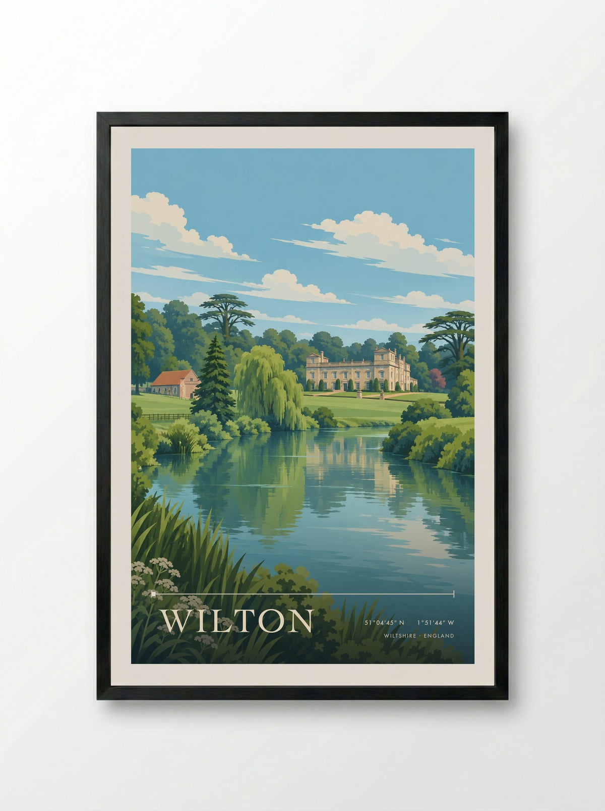 Wilton, Wiltshire | Travel Poster - Framed Print Black