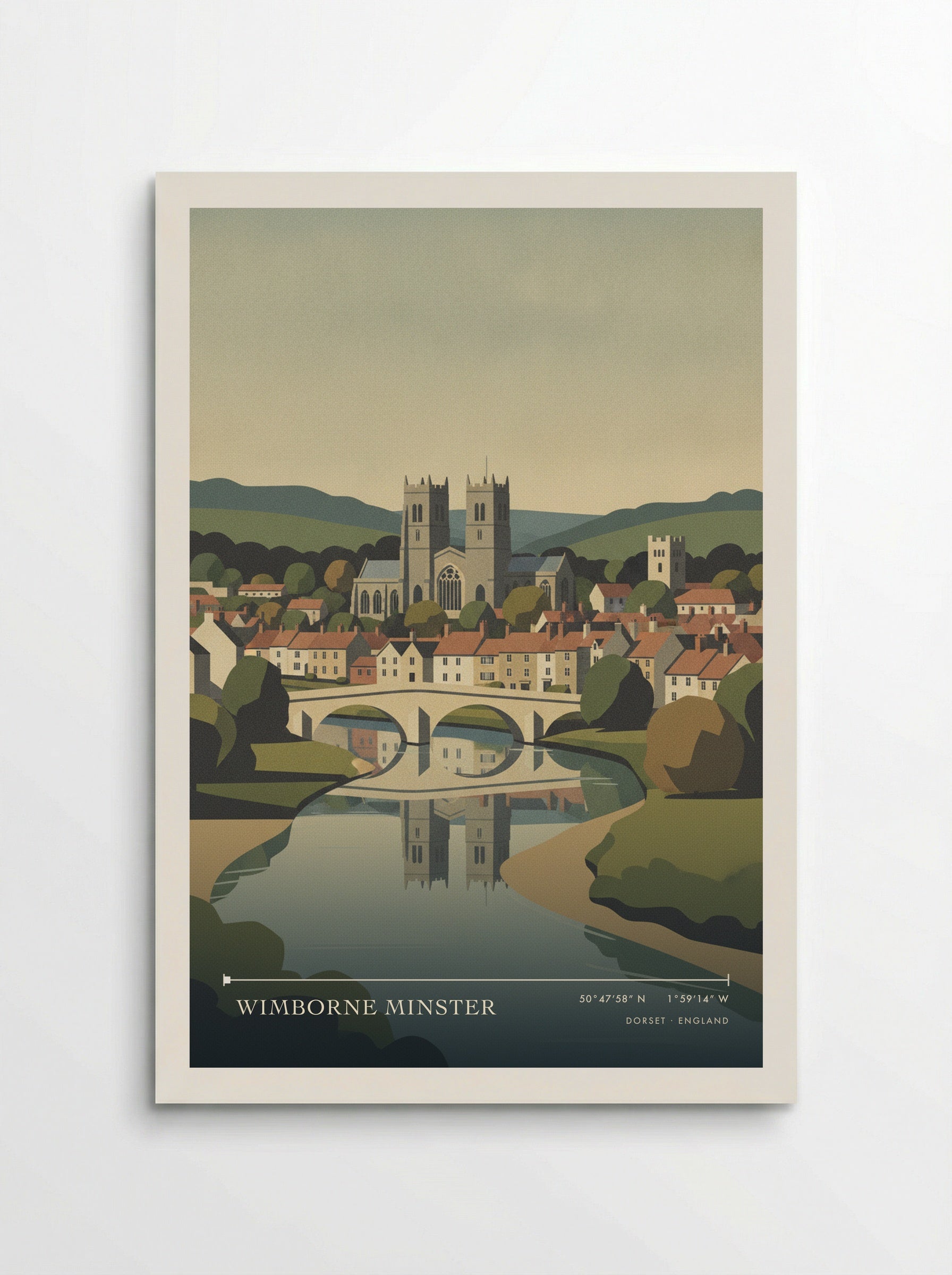 Wimborne Minster Dorset England Travel Poster - Poster