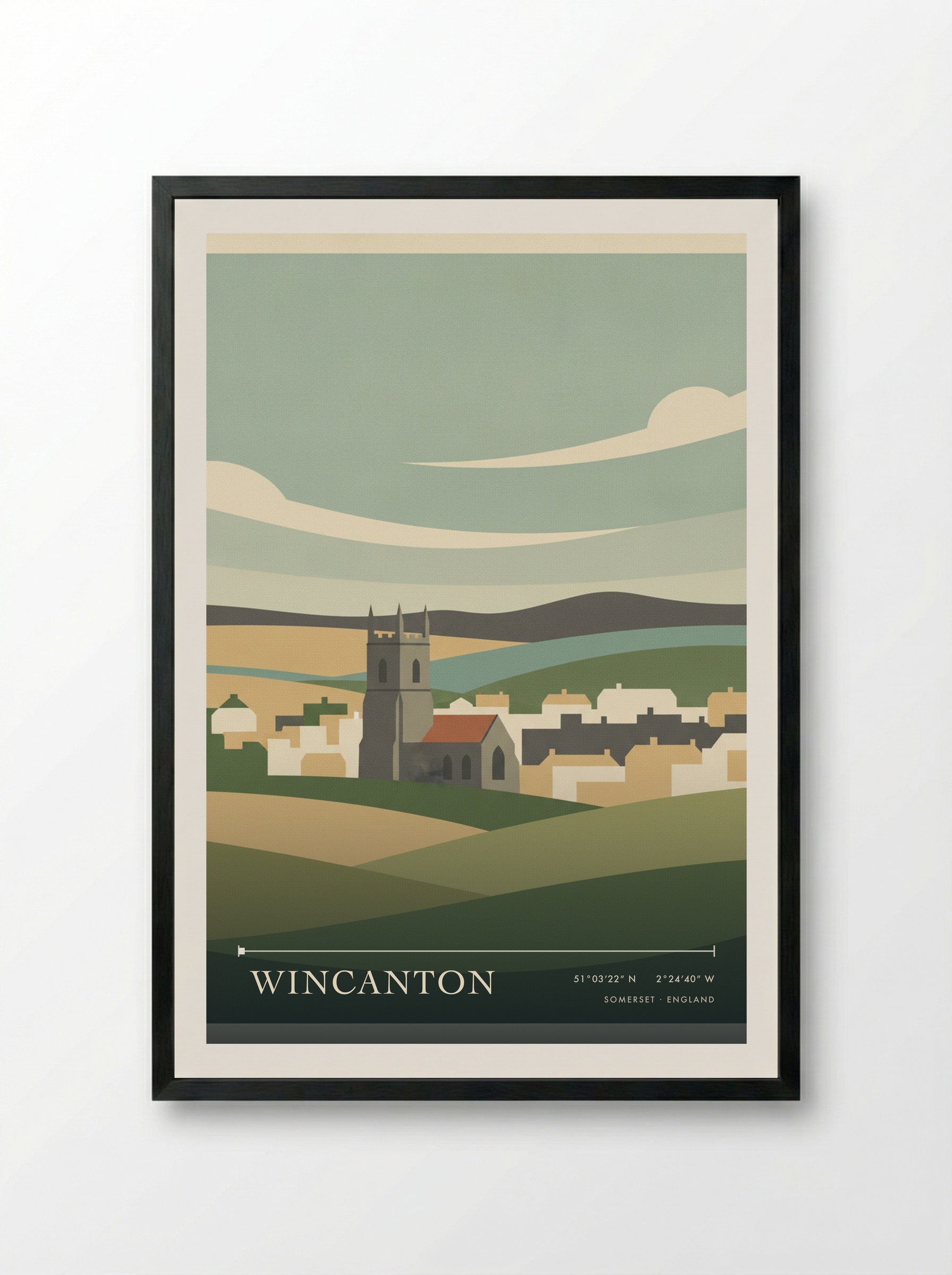 Wincanton Somerset England Travel Poster - Framed Print Black