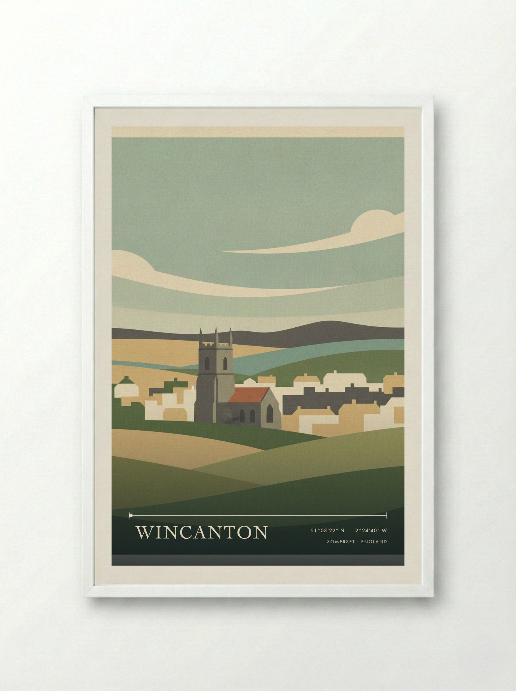 Wincanton Somerset England Travel Poster - Framed Print White