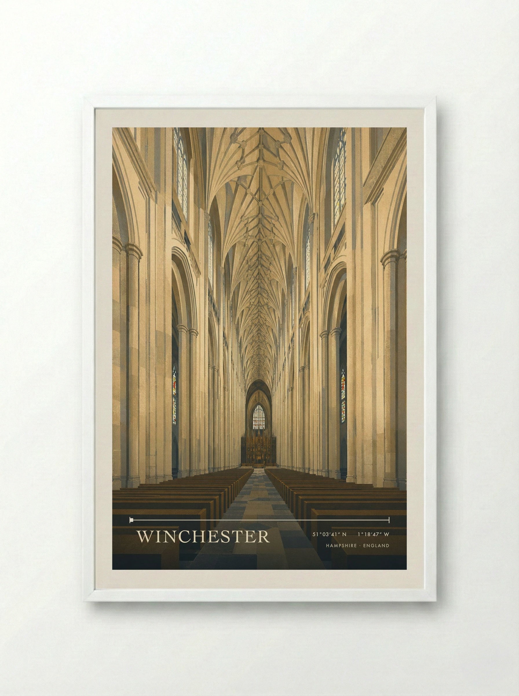 Winchester Hampshire England Travel Poster - Framed Print White