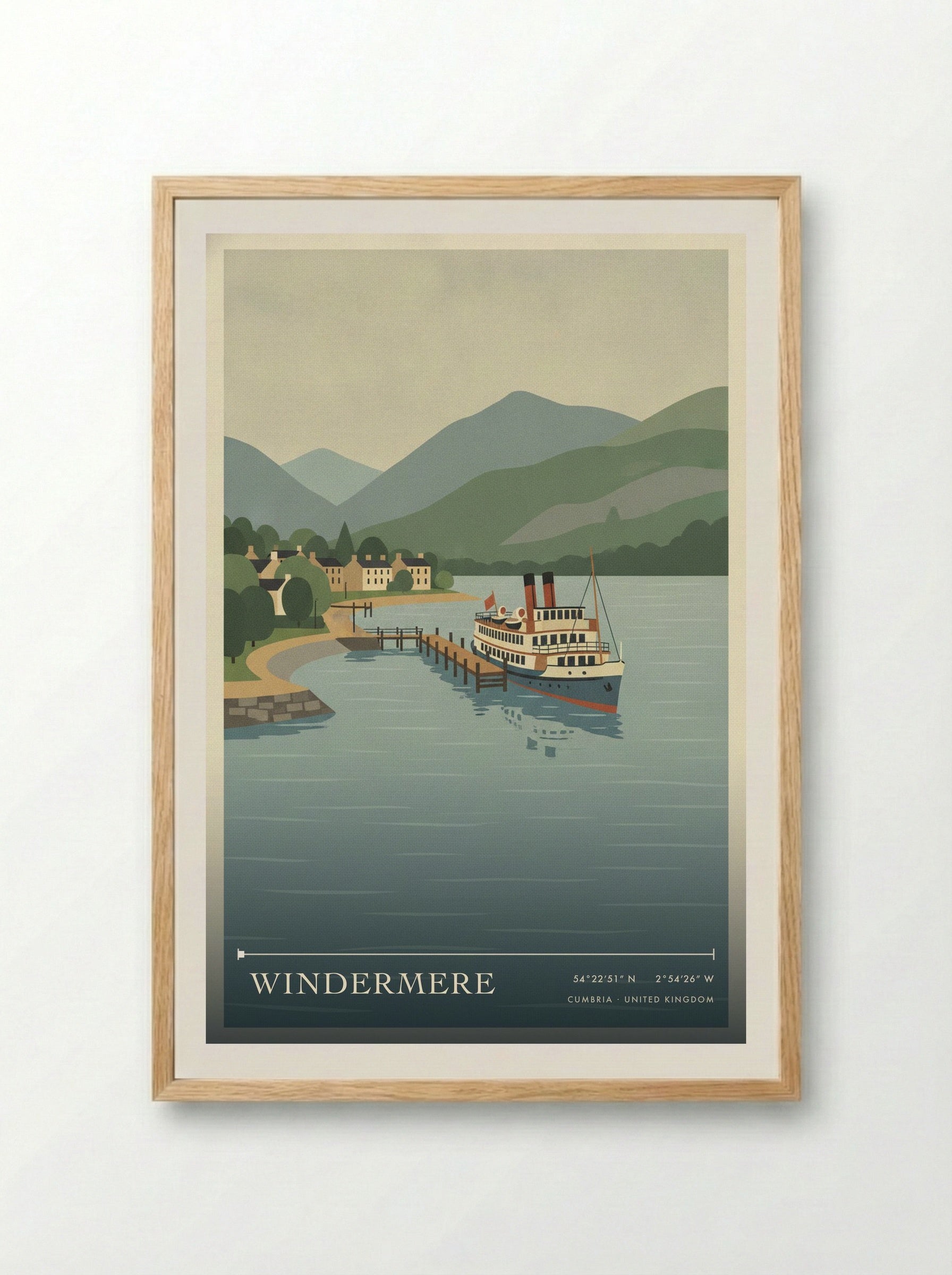 Windermere Cumbria United Kingdom Travel Poster - Framed Print Wood