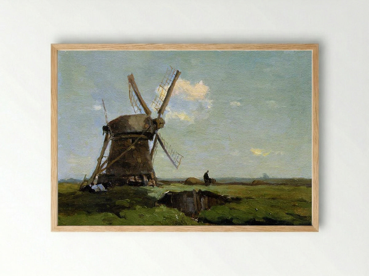Windmill in a Polder - Johan Hendrik Weissenbruch - Framed Print Wood