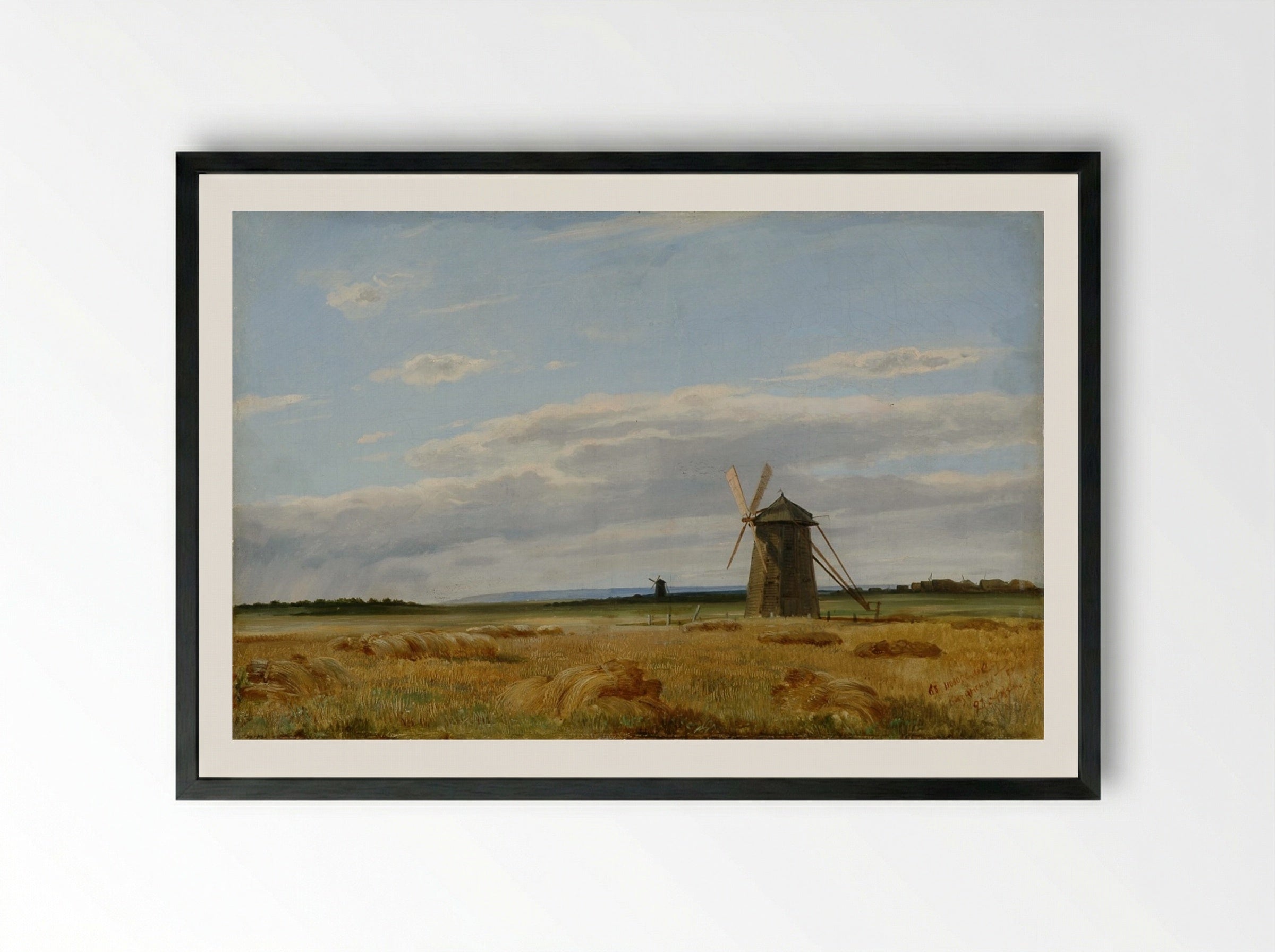 Windmill in the Field - Ivan Shishkin - Framed Print Black