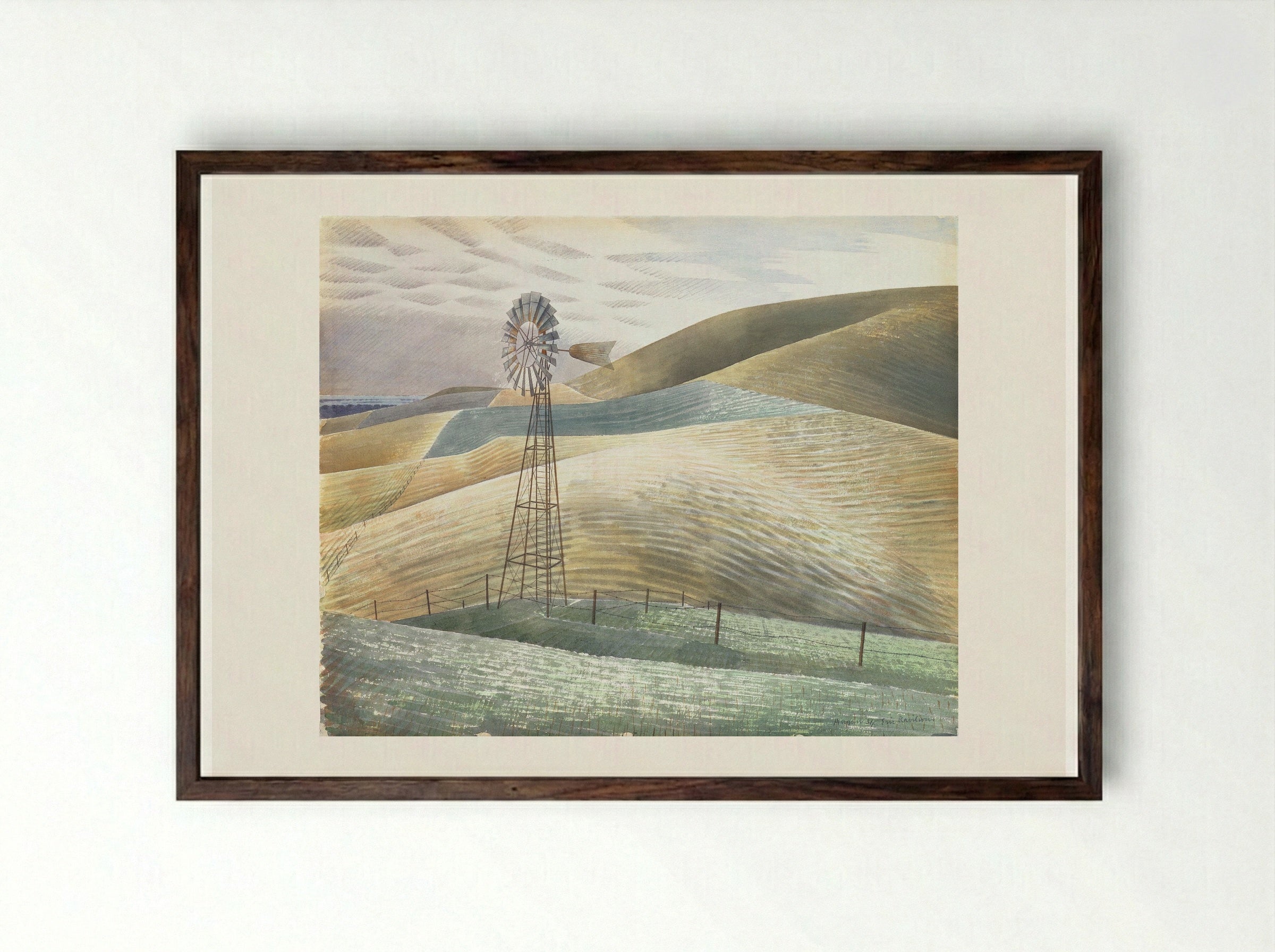 Windmill - Eric Ravilious - Framed Print Dark Wood