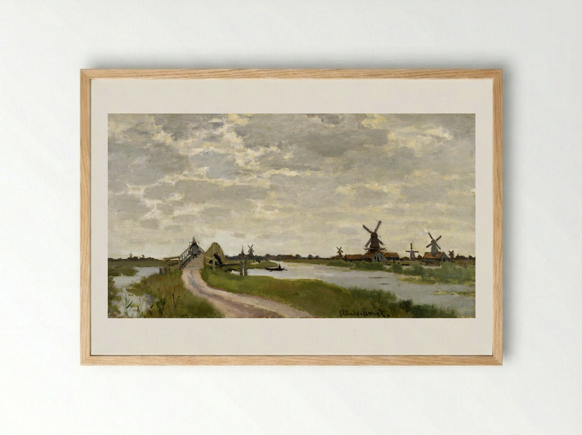 Windmills at Haaldersbroek, Zaandam - Claude Monet - Framed Print Wood