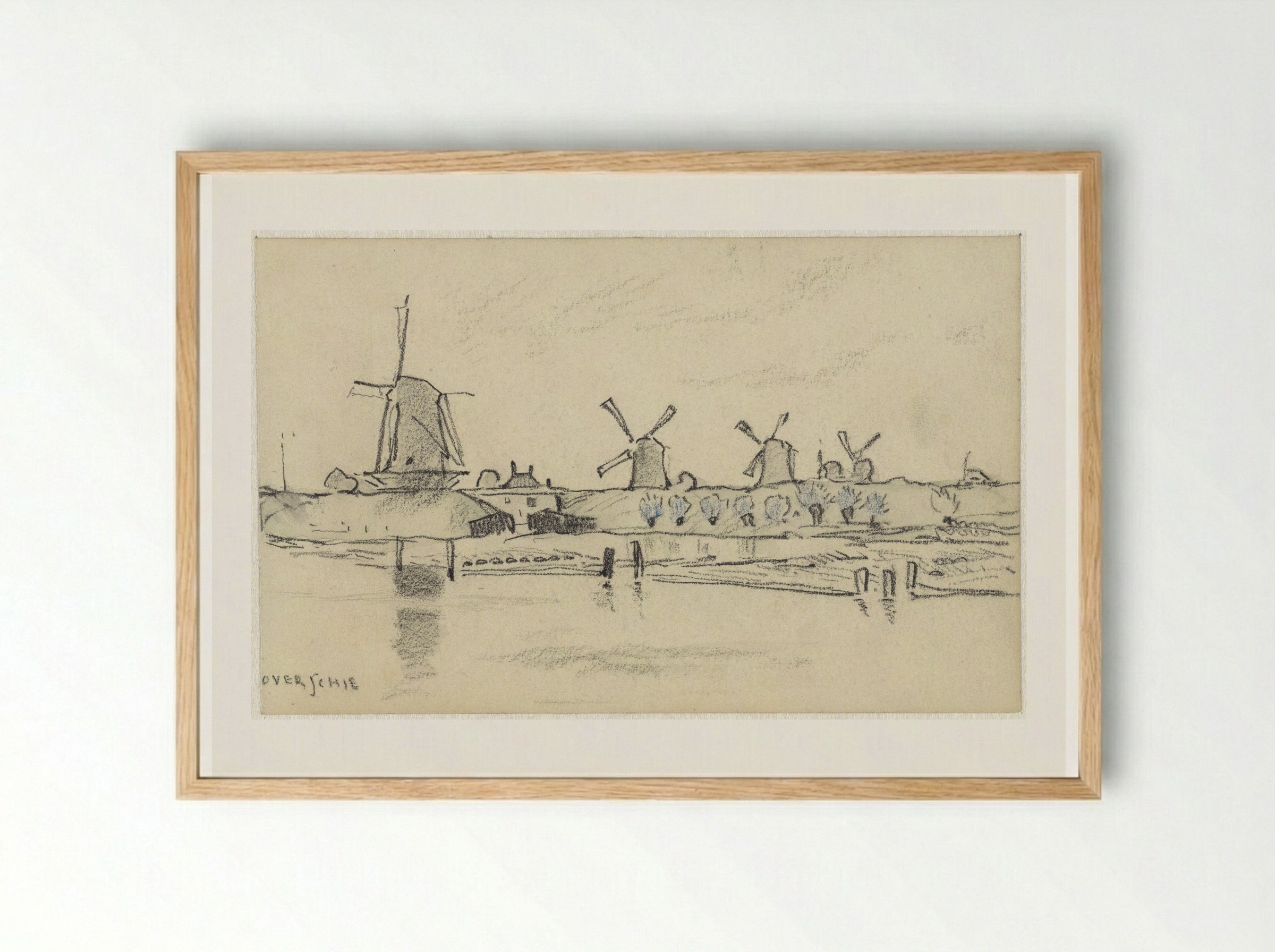 Windmolens bij Overschie - Adolf le Comte - Framed Print Wood