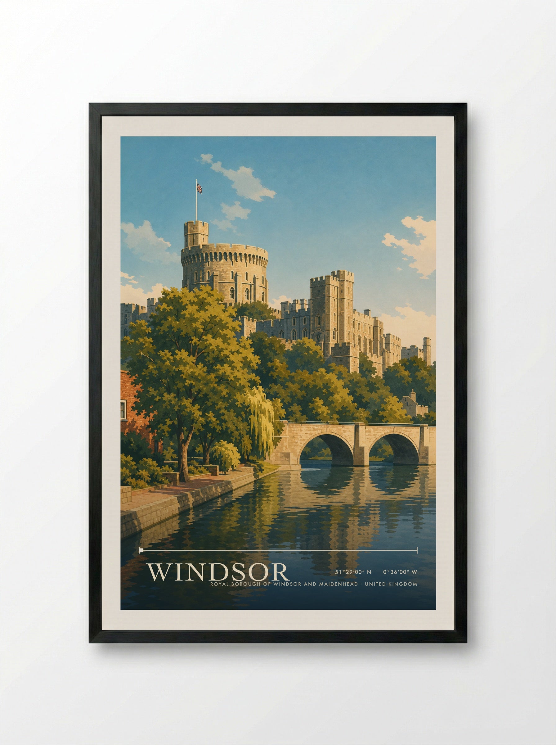 Windsor Royal Borough of Windsor and Maidenhead United Kingdom Travel Poster - Framed Print Black