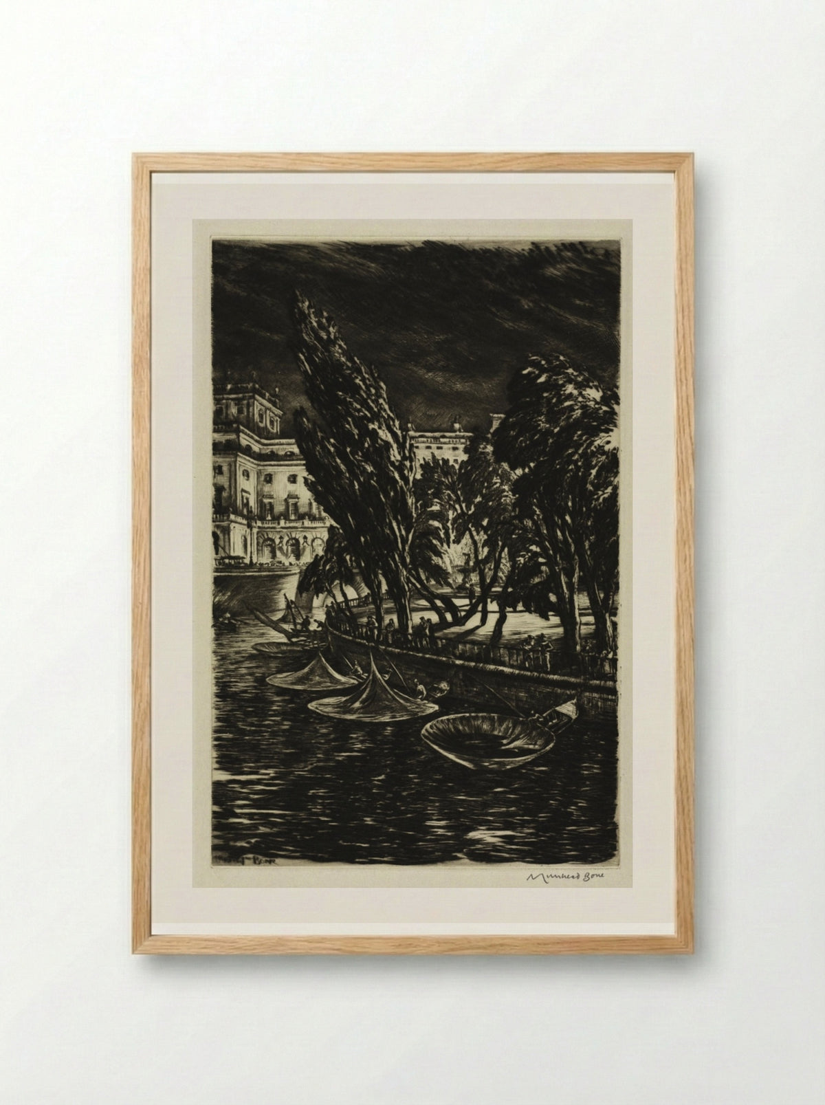 Windy Night, Stockholm - Muirhead Bone - Framed Print Wood