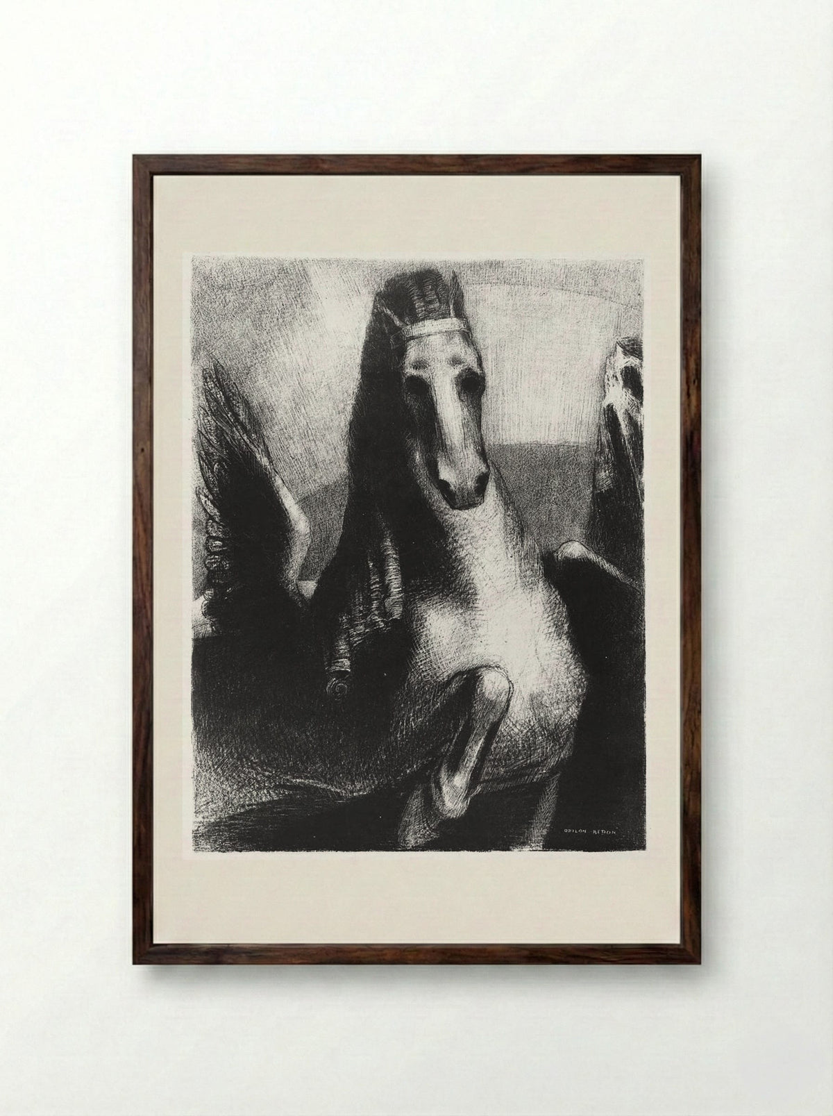 Wing (Pegasus) - Odilon Redon - Framed Print Dark Wood