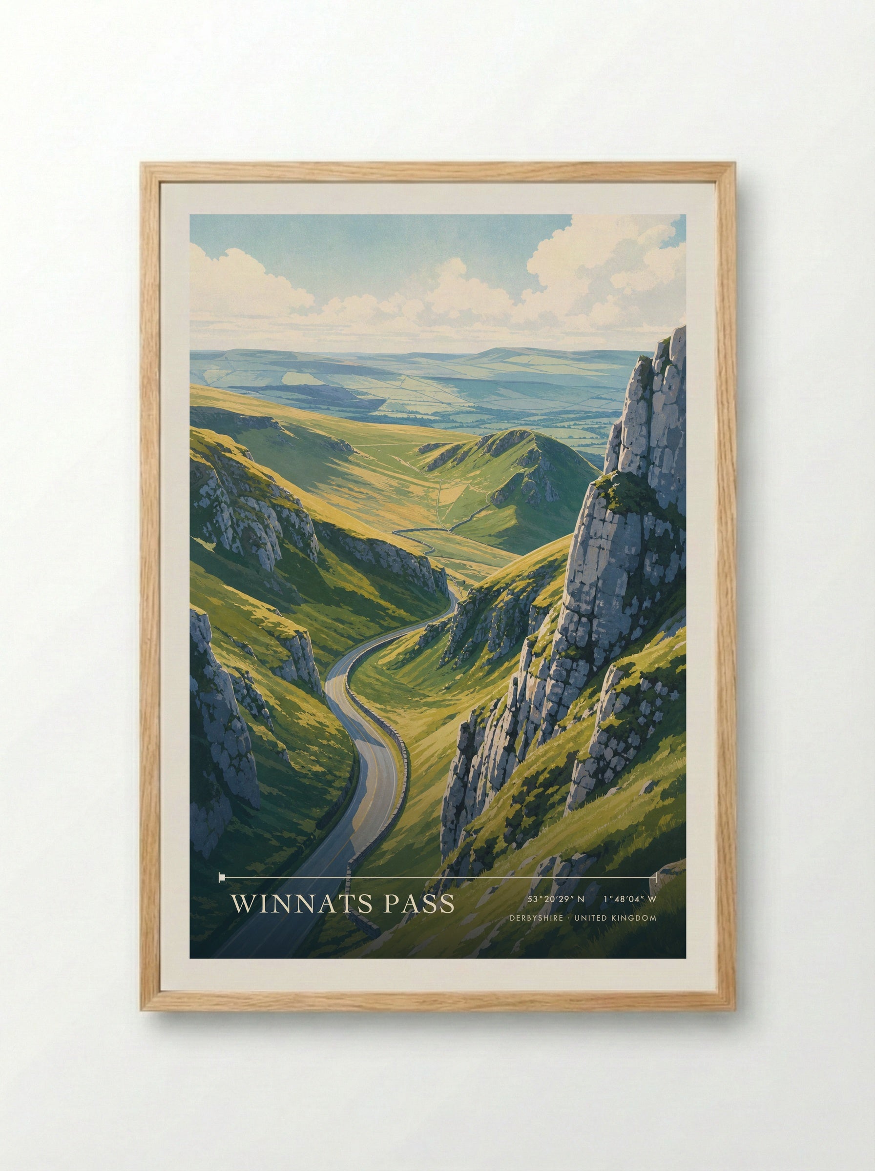 Winnats Pass Derbyshire United Kingdom Travel Poster - Framed Print Wood