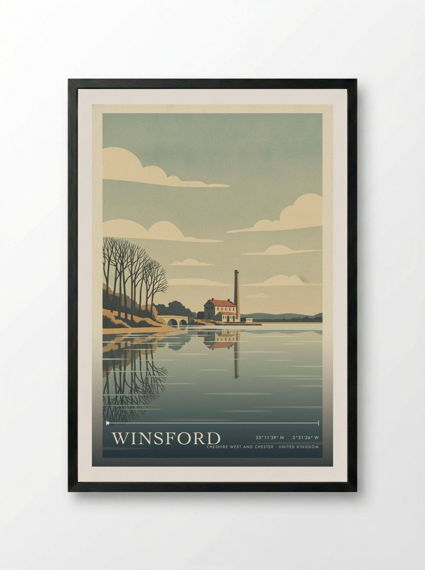 Winsford Cheshire West and Chester United Kingdom Travel Poster - Framed Print Black