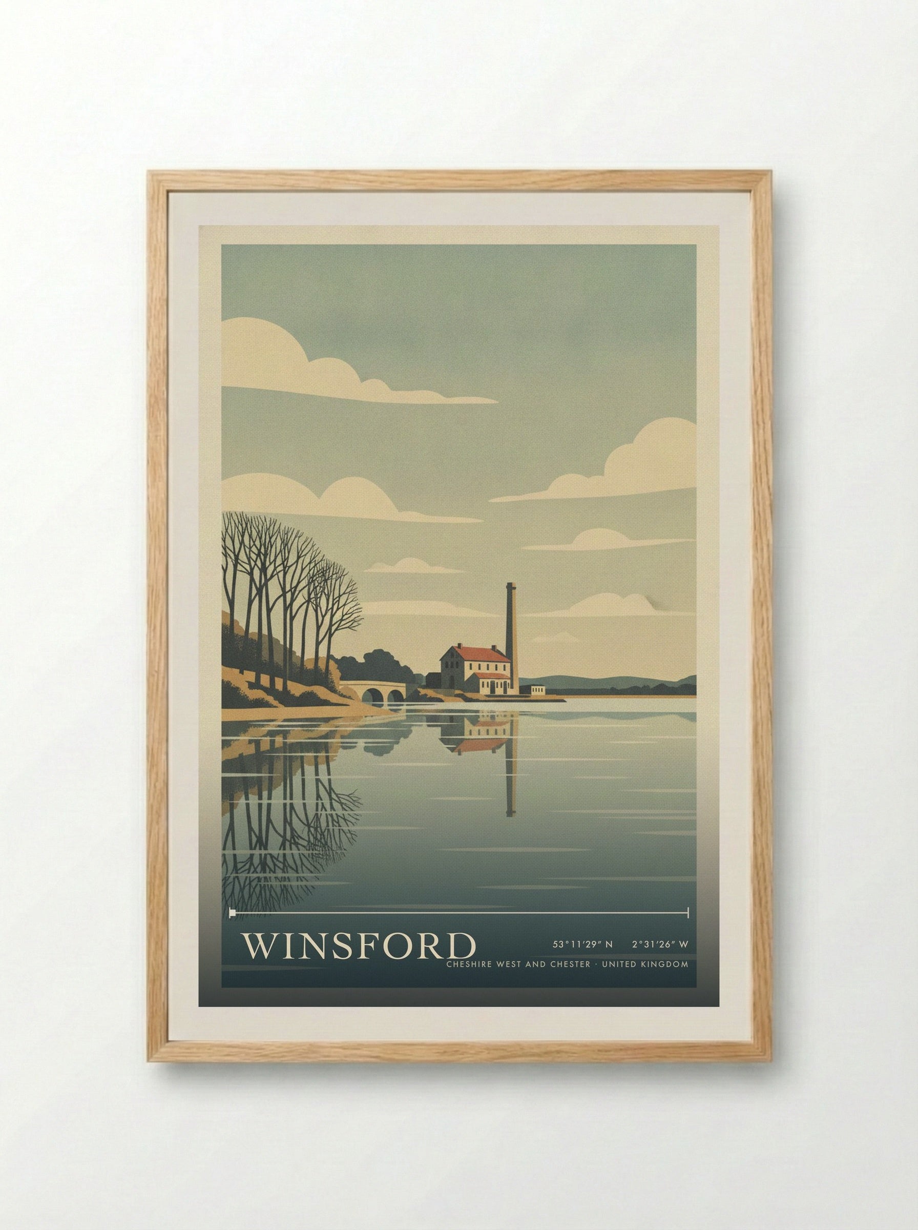 Winsford Cheshire West and Chester United Kingdom Travel Poster - Framed Print Wood