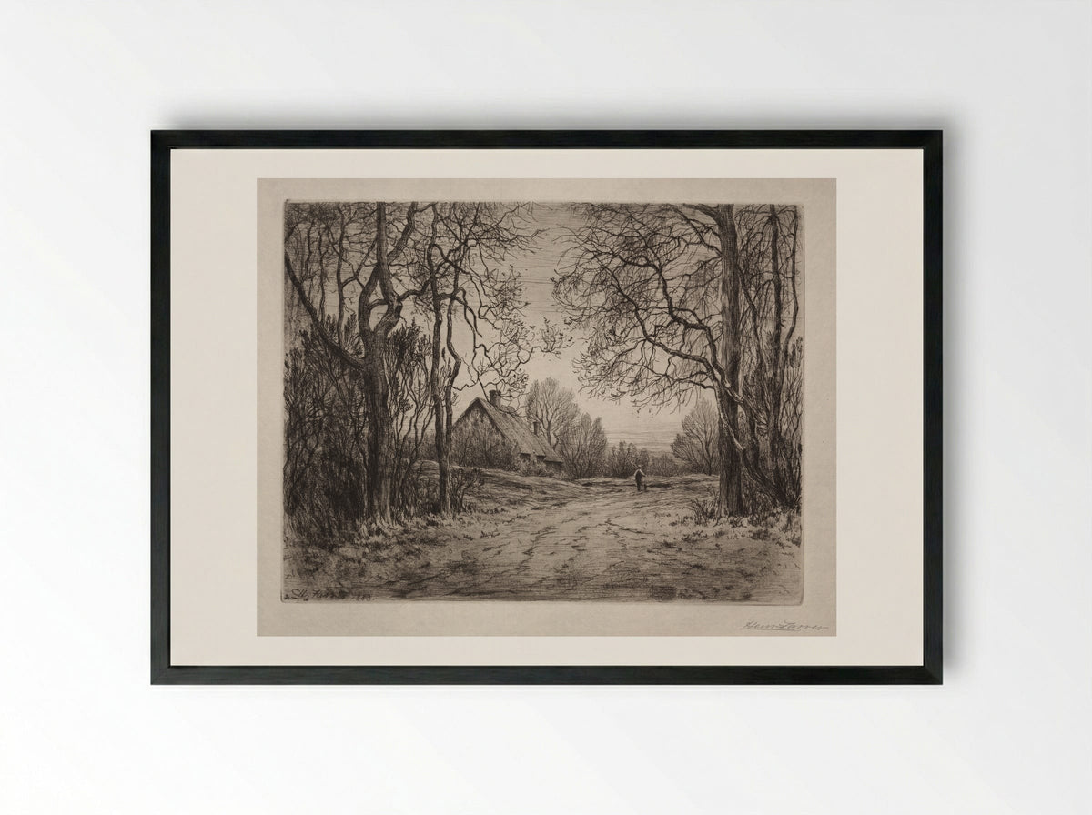 Winter Evening - Henry Farrer - Framed Print Black