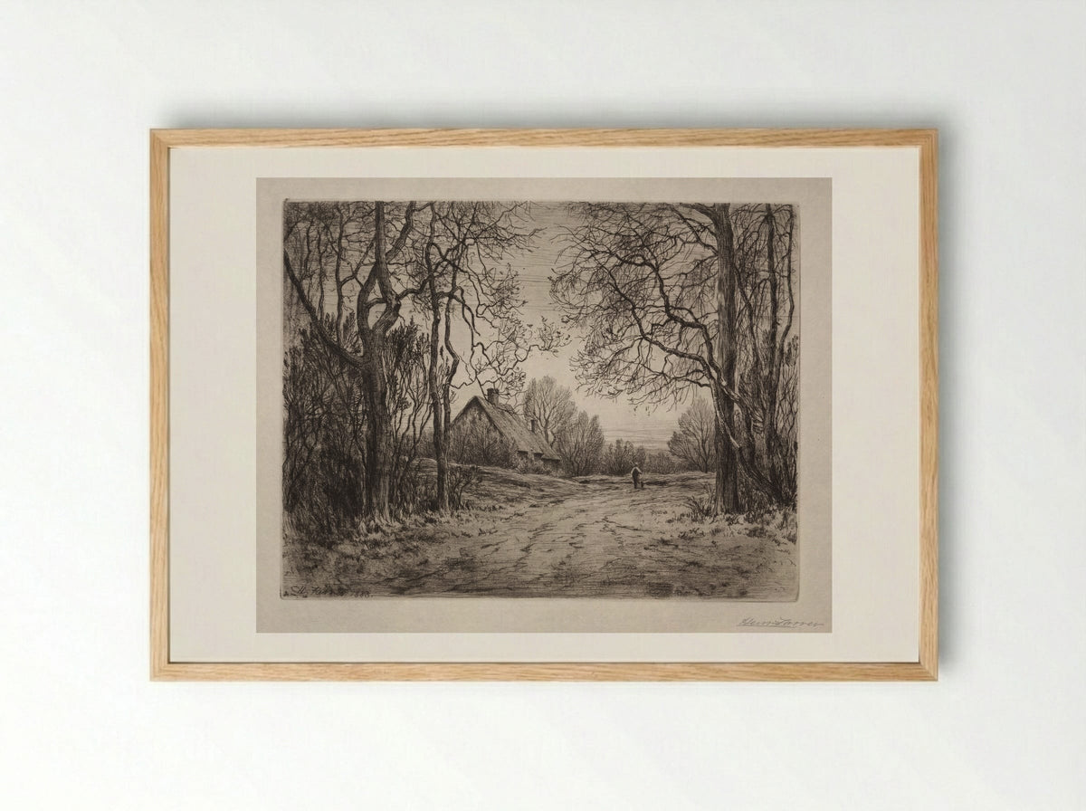 Winter Evening - Henry Farrer - Framed Print Wood