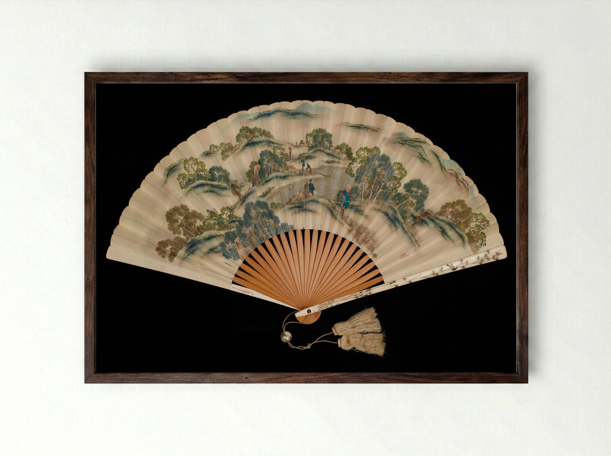Winter Farming Scene - Katsushika Isai - Framed Print Dark Wood