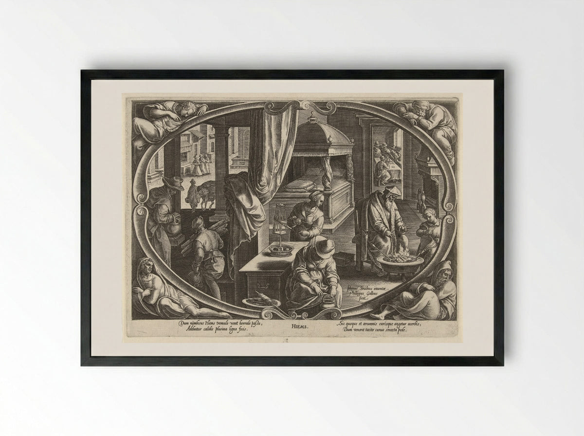 Winter (Hiems) - Philips Galle - Framed Print Black