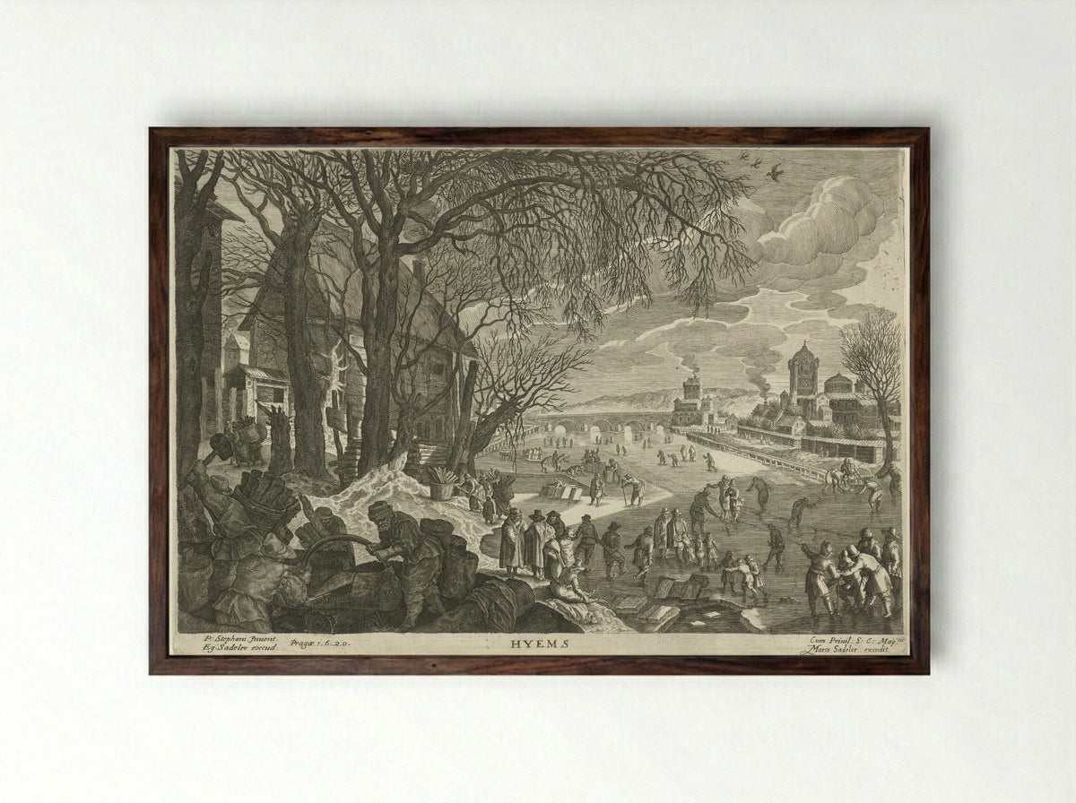 Winter (Hyems) - Aegidius Sadeler (II) - Framed Print Dark Wood