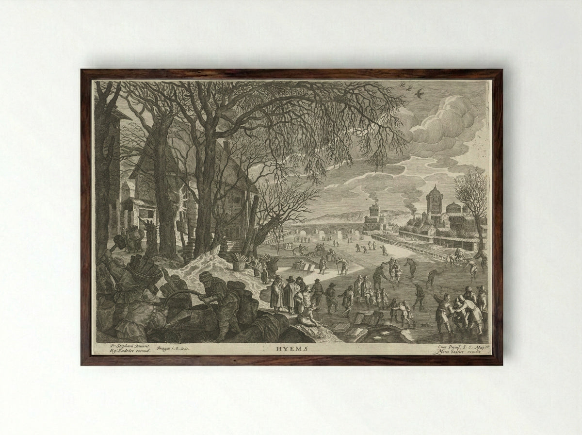 Winter (Hyems) - Aegidius Sadeler (II) - Framed Print Dark Wood