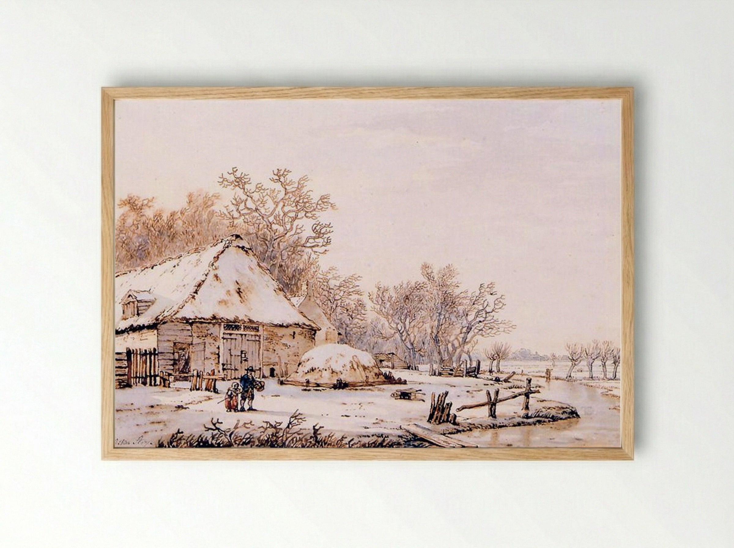 Winter Landscape with Farm - Jacob van Strij - Framed Print Wood