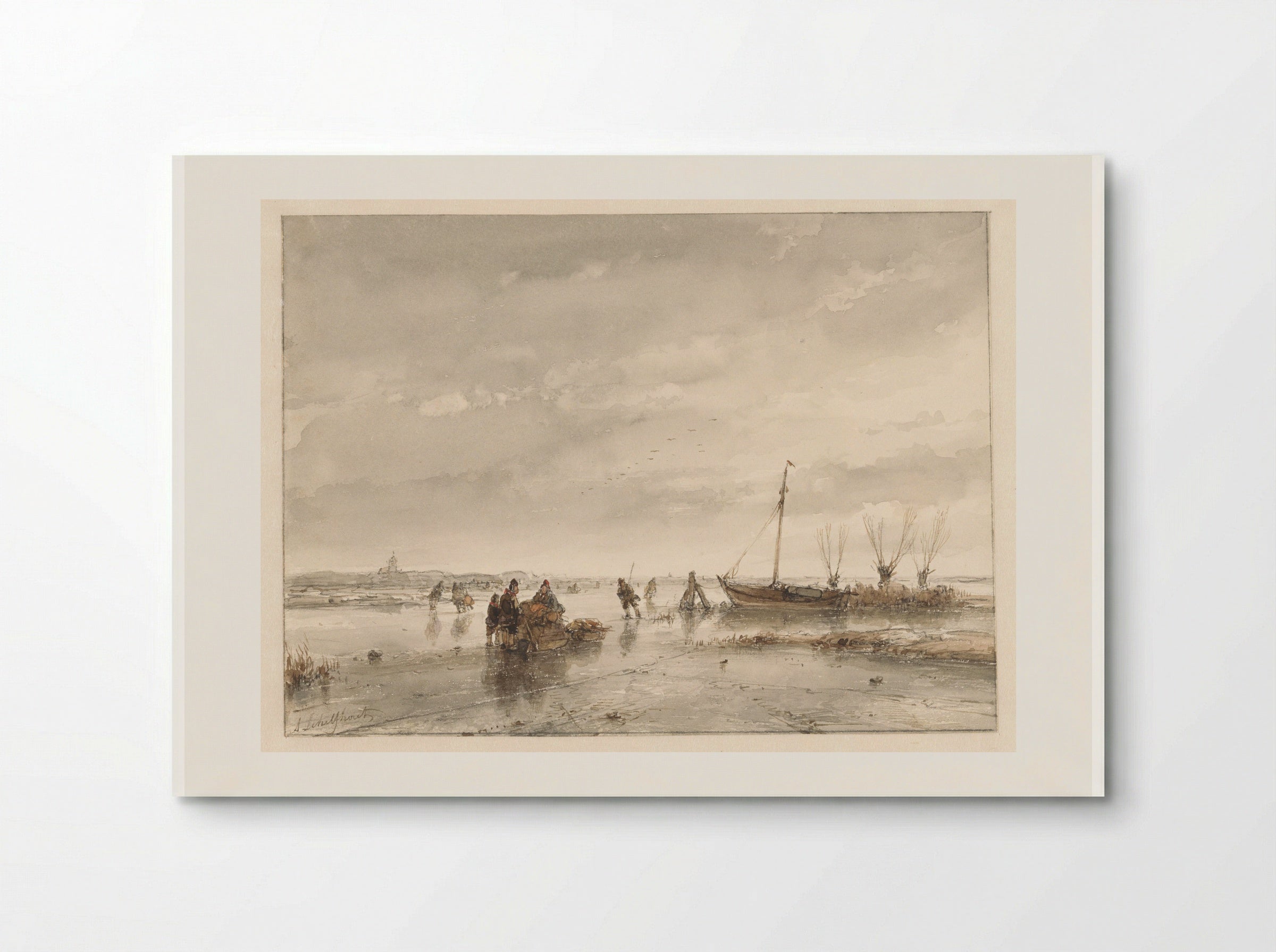 Winter Landscape with Frozen Lake - Andreas Schelfhout - Poster