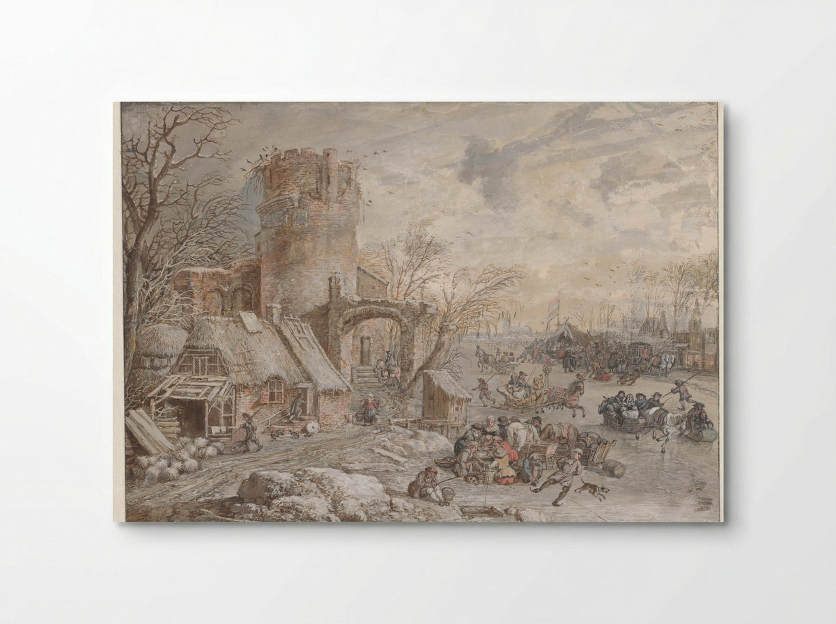 Winter Landscape with Ice Entertainment - Gerrit Battem - Poster