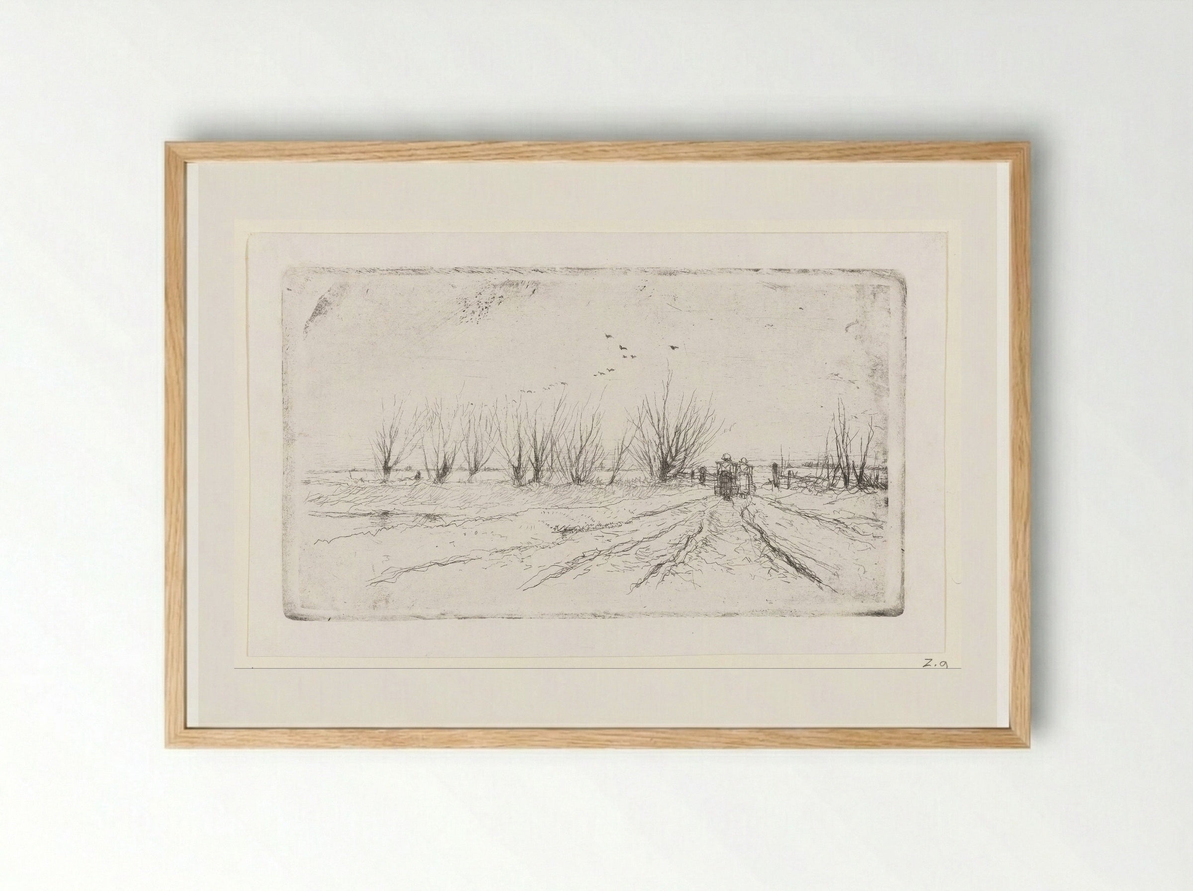Winter Landscape with Milkmaids - Anton Mauve - Framed Print Wood
