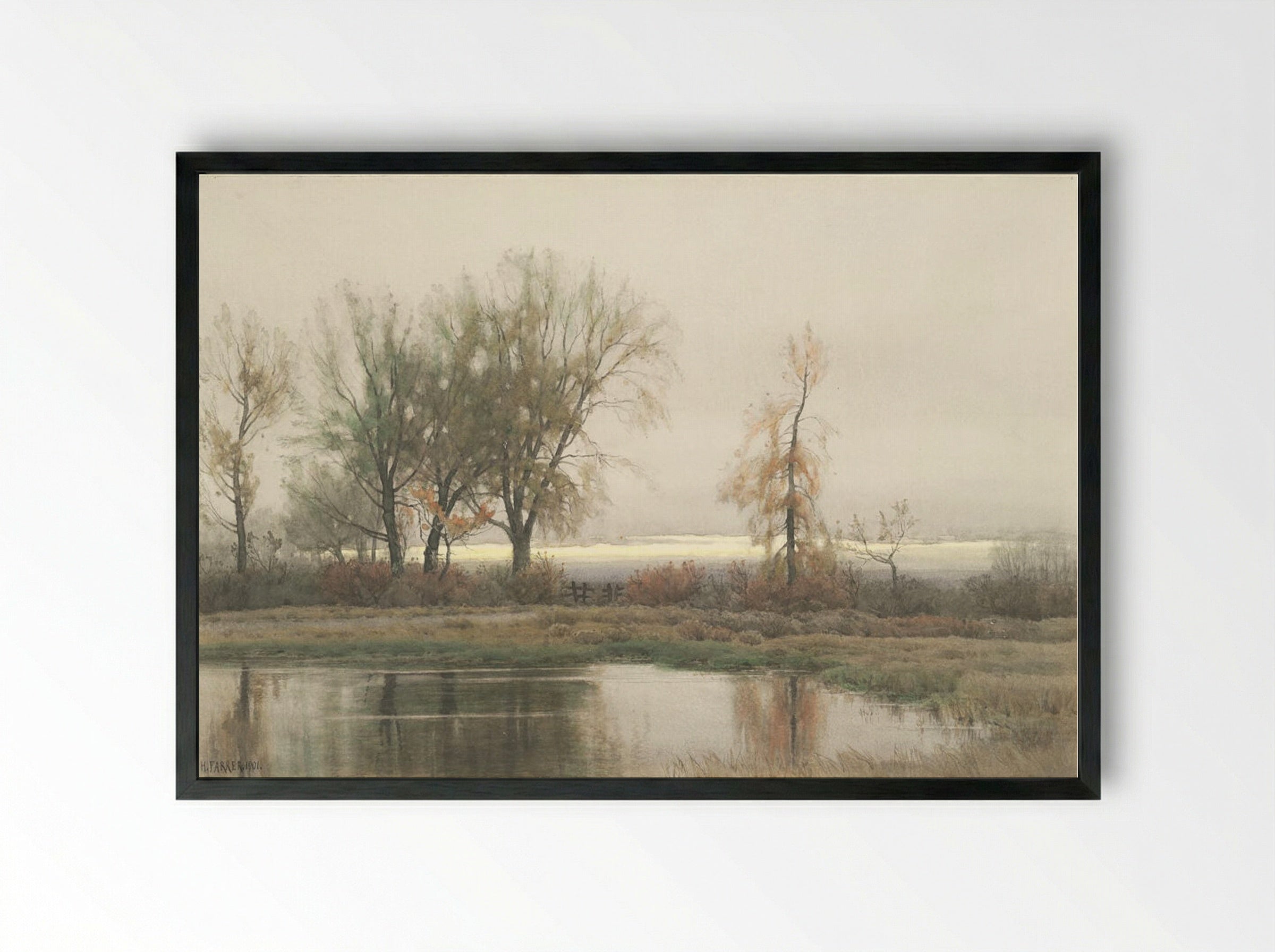 Winter Landscape - Henry Farrer - Framed Print Black
