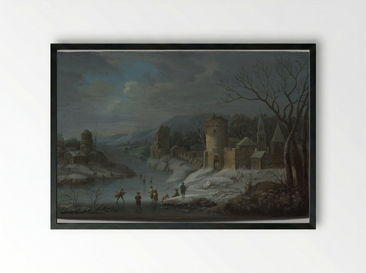 Winter Landscape - Jan Griffier - Framed Print Black