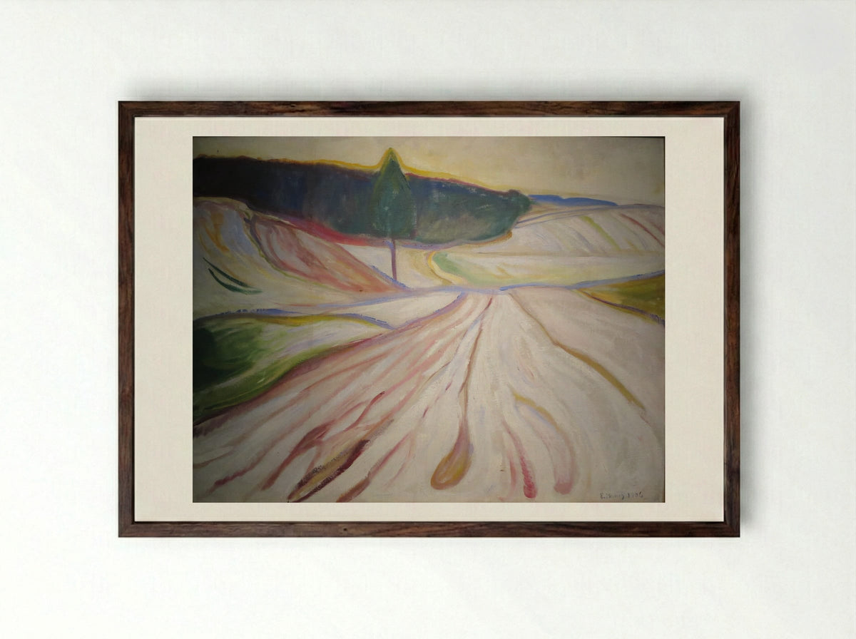 Winter Landscape - Edvard Munch - Framed Print Dark Wood