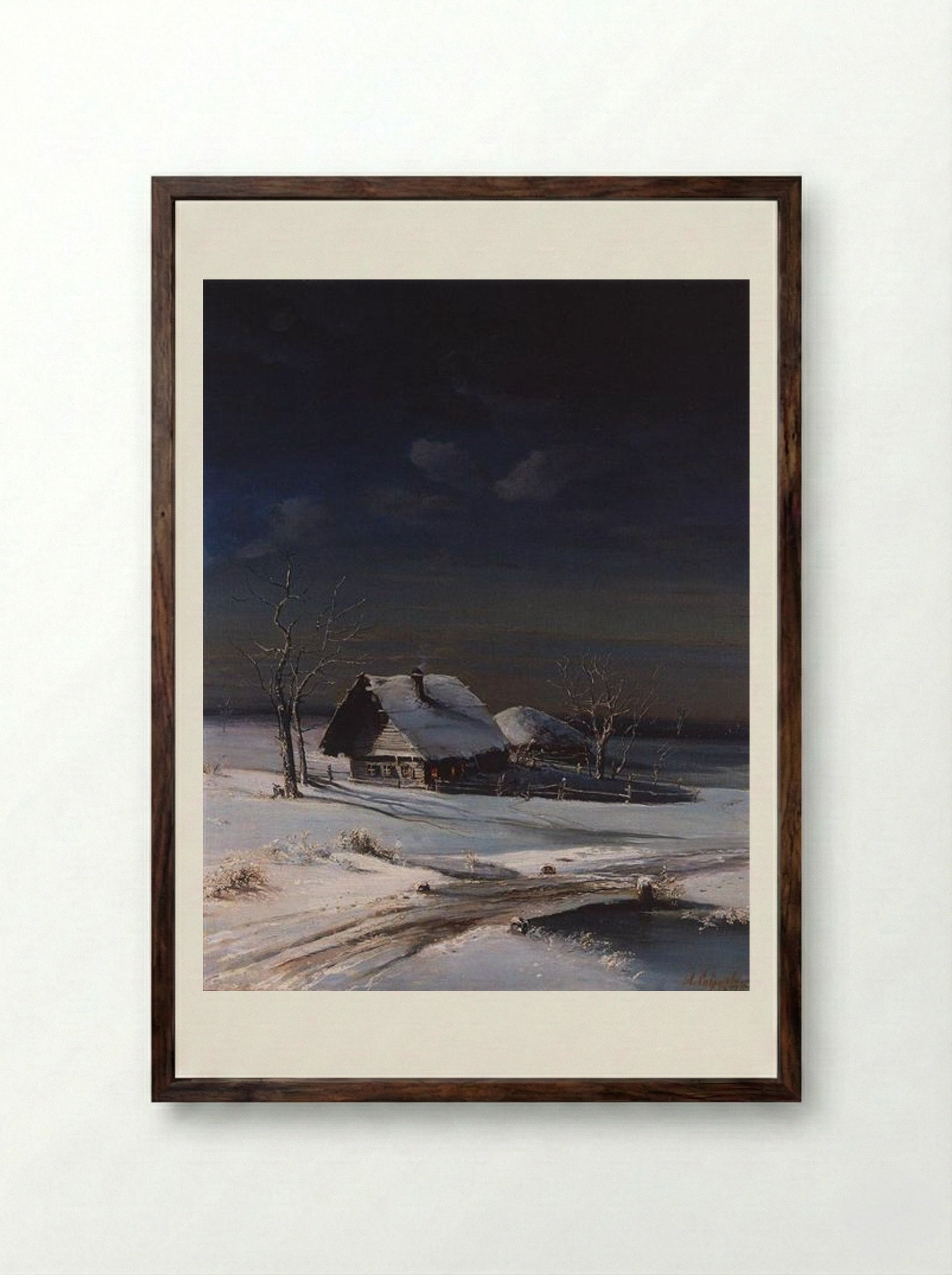 Winter Landscape - Aleksey Savrasov - Framed Print Dark Wood